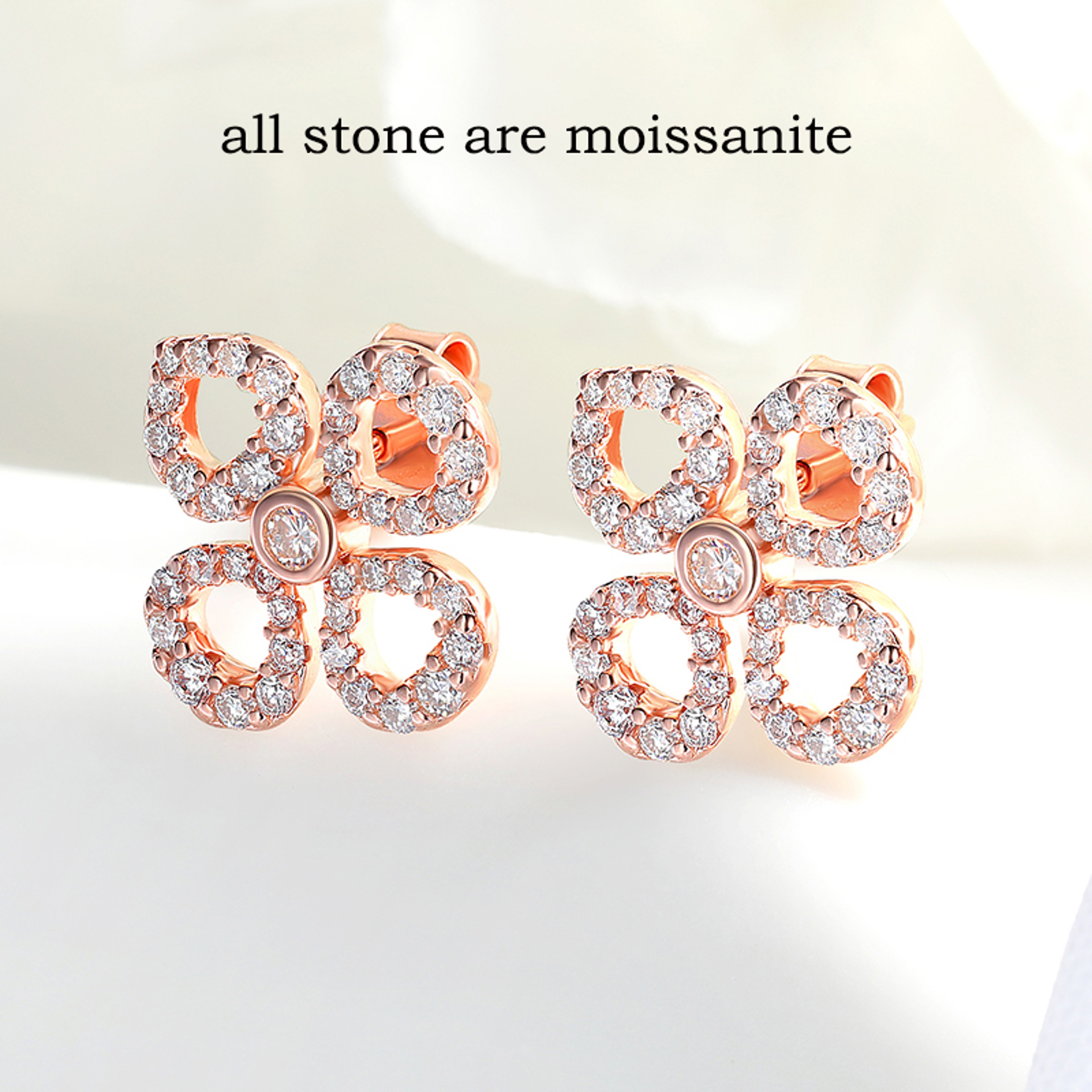 Moissanite Flower Stud Earrings Sterling Silver Round Cut Jewelry 1