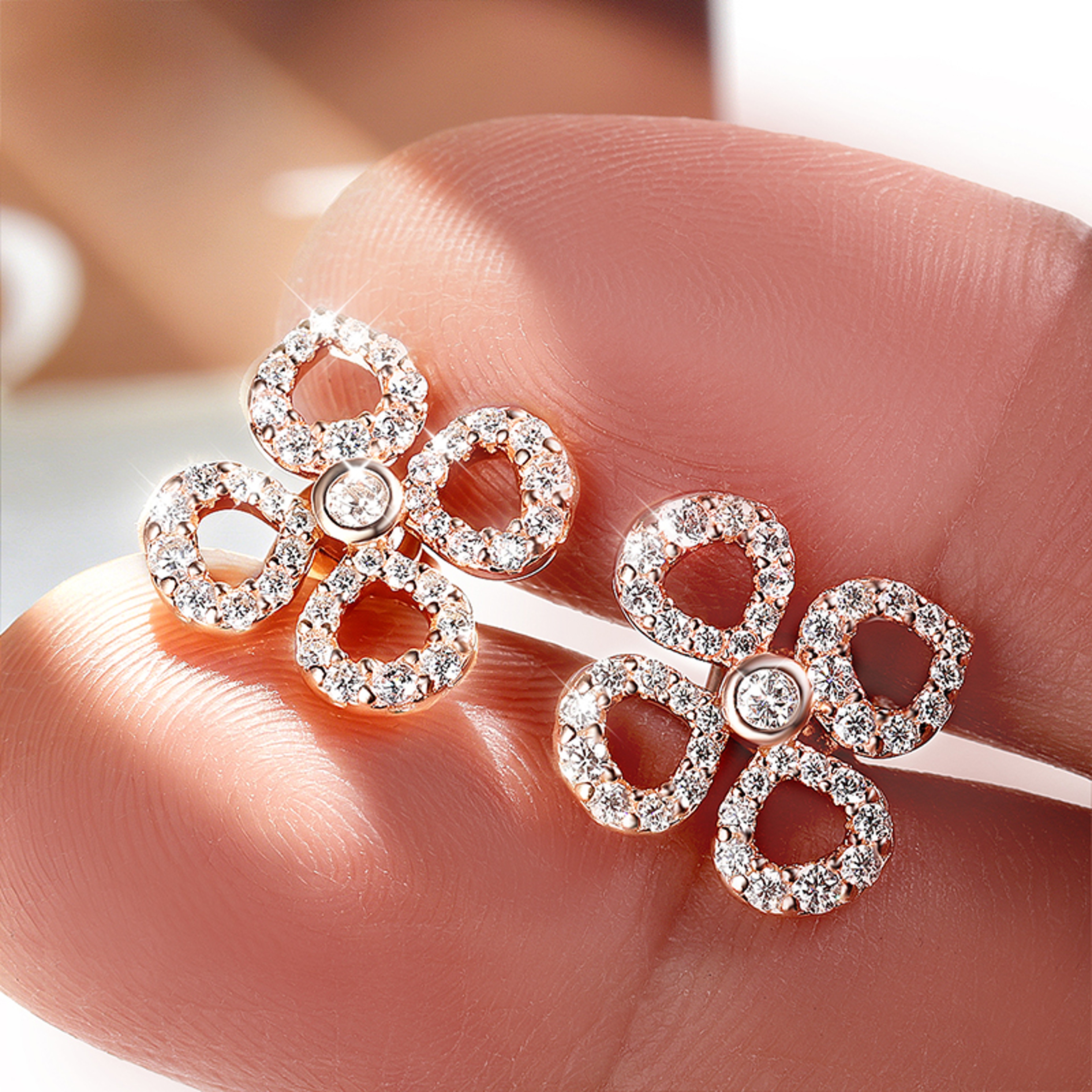 Moissanite Flower Stud Earrings Sterling Silver Round Cut Jewelry 4