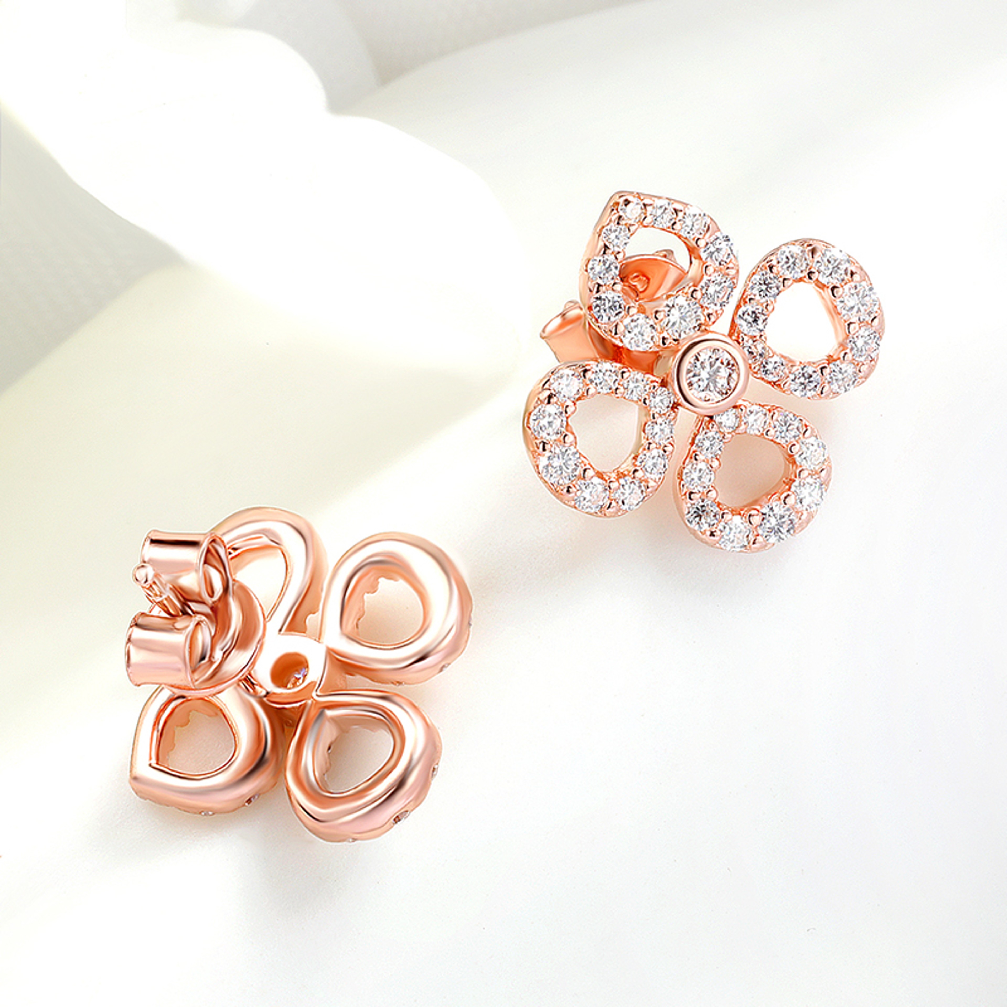 Moissanite Flower Stud Earrings Sterling Silver Round Cut Jewelry 2