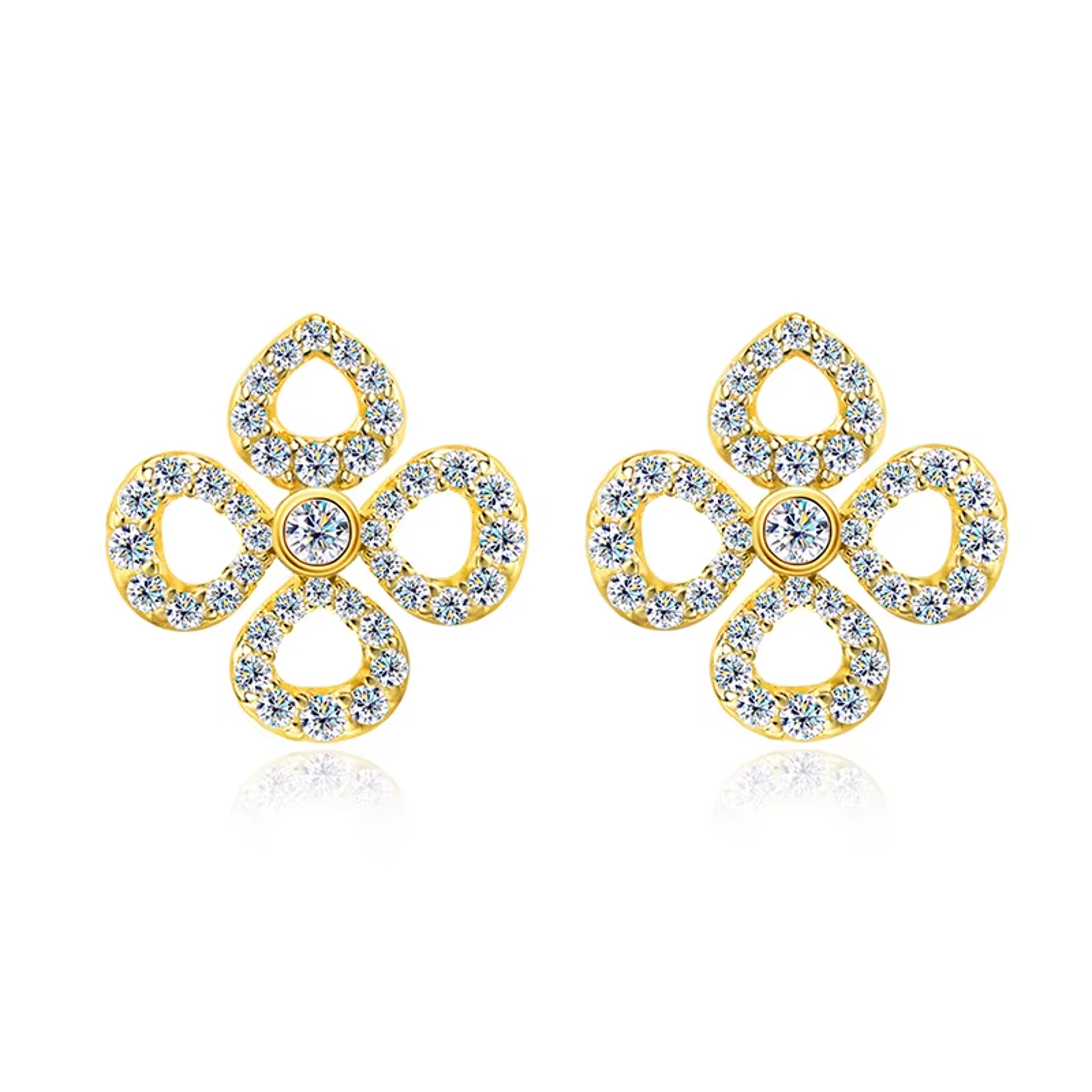 Moissanite Flower Stud Earrings Sterling Silver Round Cut Jewelry 6
