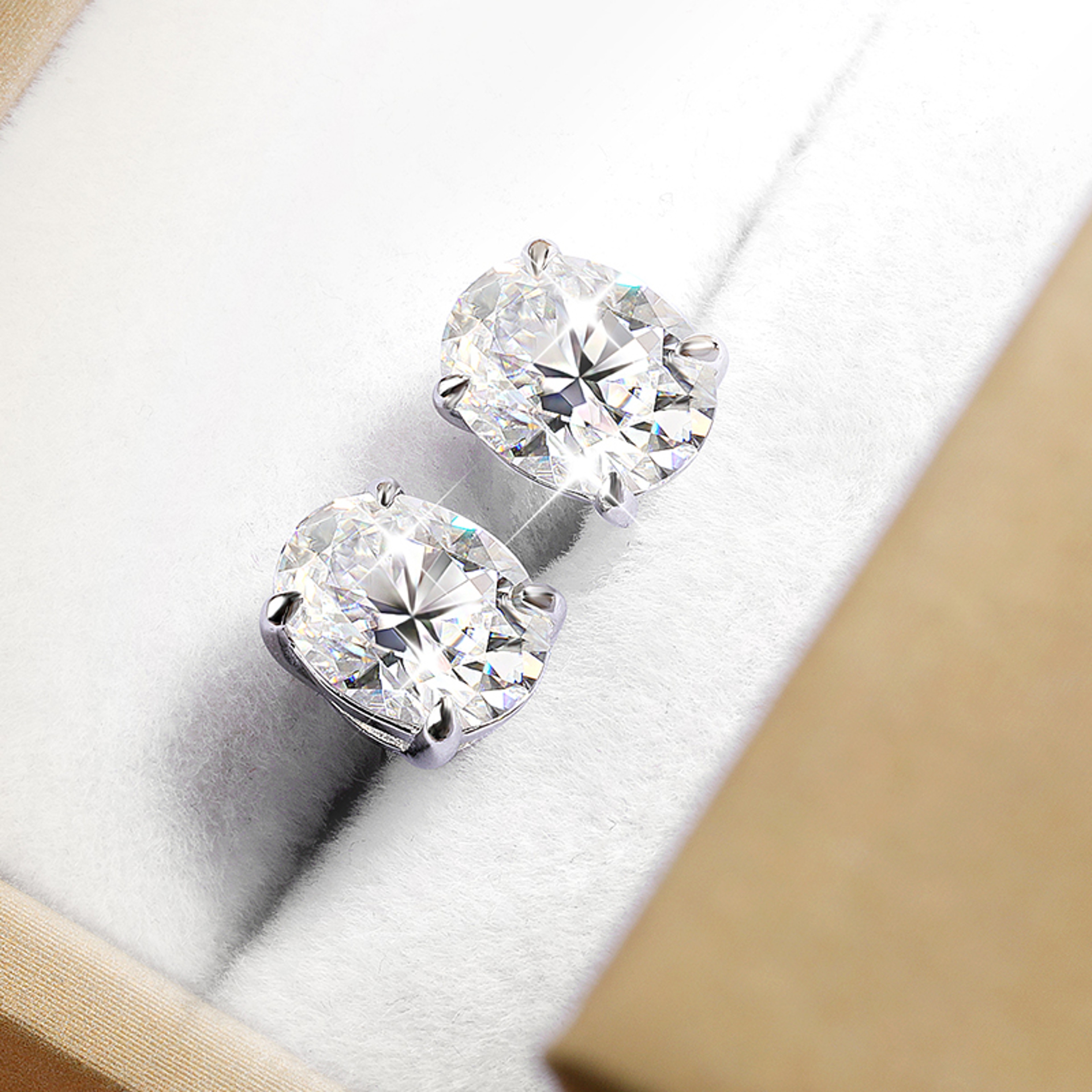 Oval Cut Moissanite Stud Earrings 925 Sterling Silver Gold Plated 0