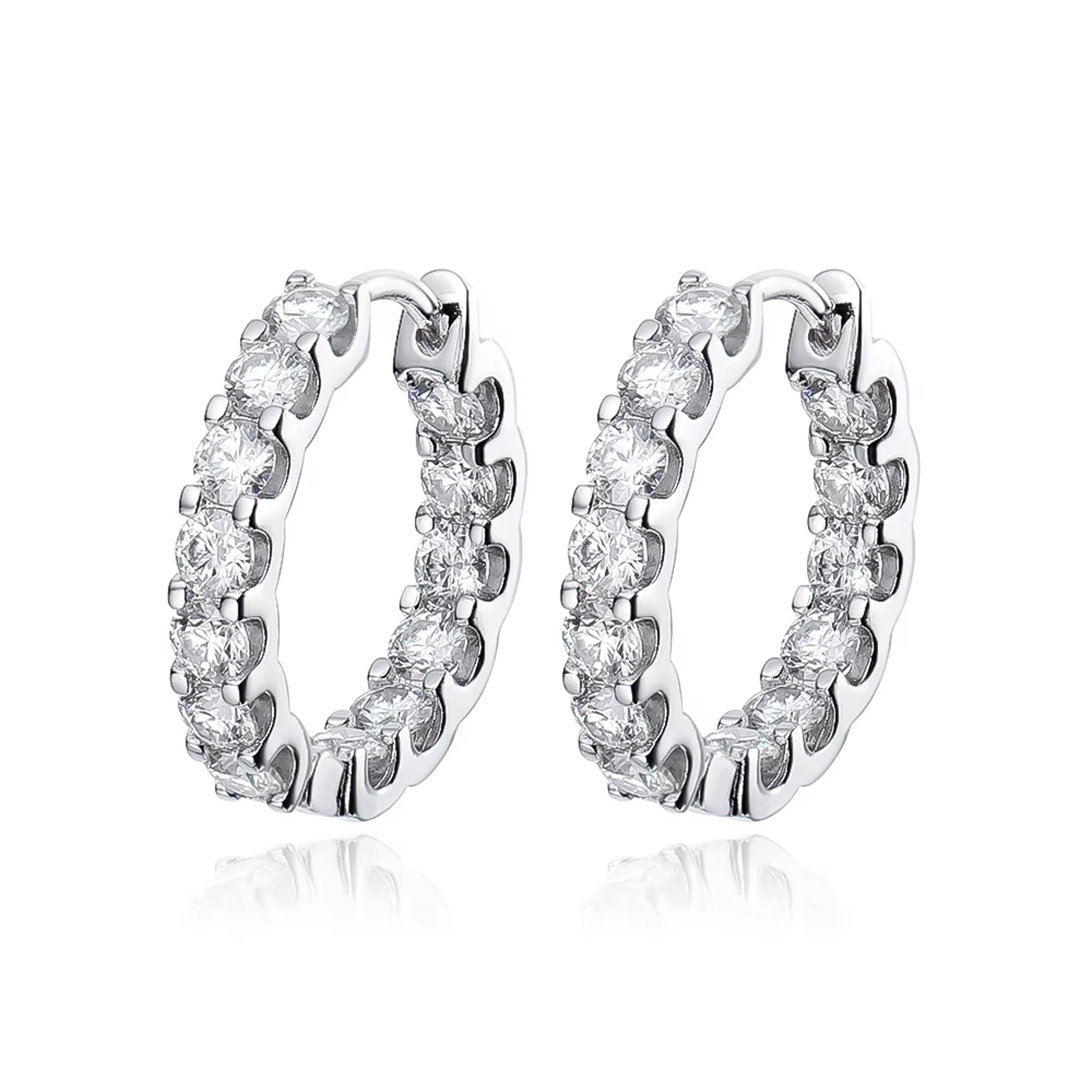 Moissanite Hoop Earrings Sterling Silver Wedding Jewelry 2
