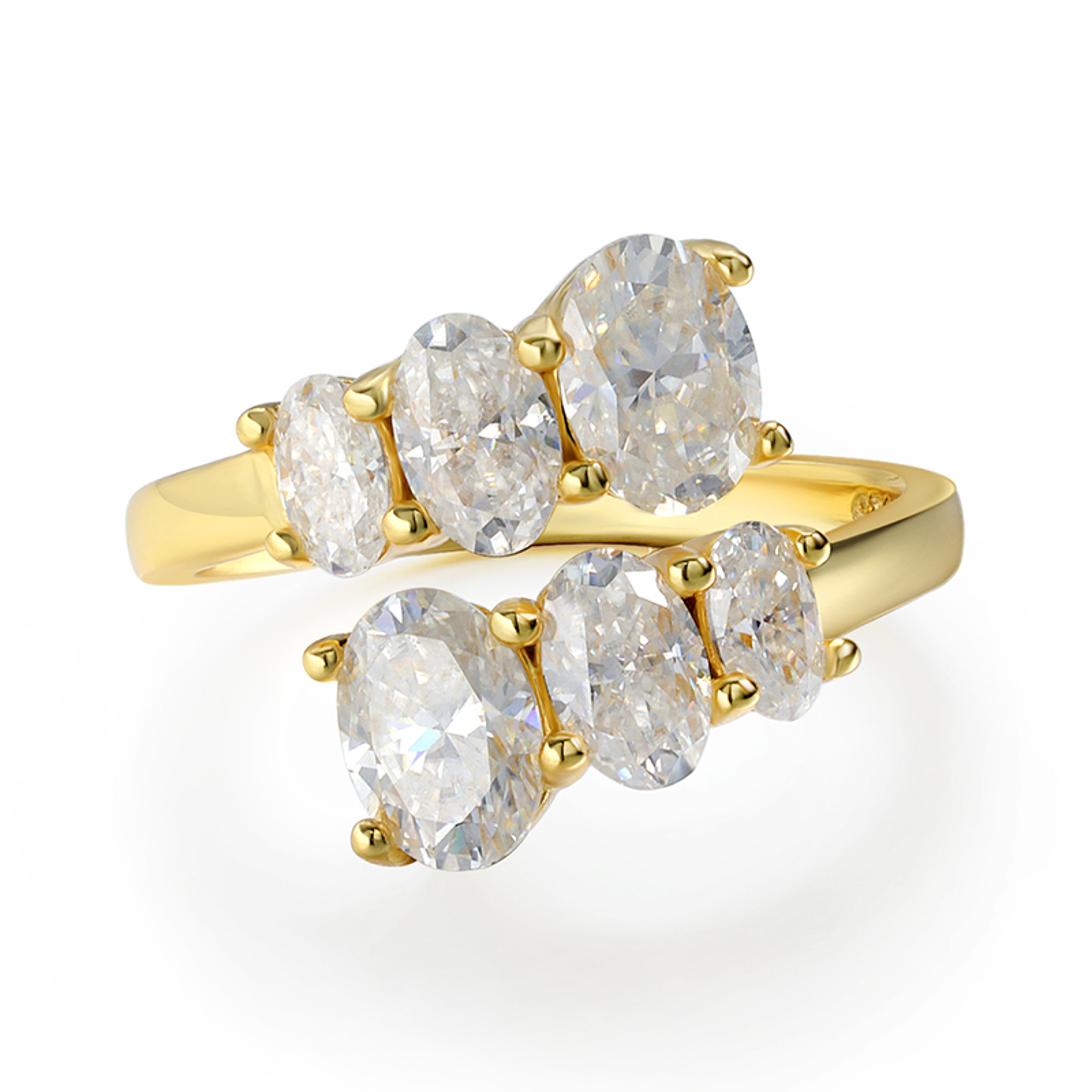Radiant Full Moissanite Wedding Band Sterling Silver Gold Plated Ring 3