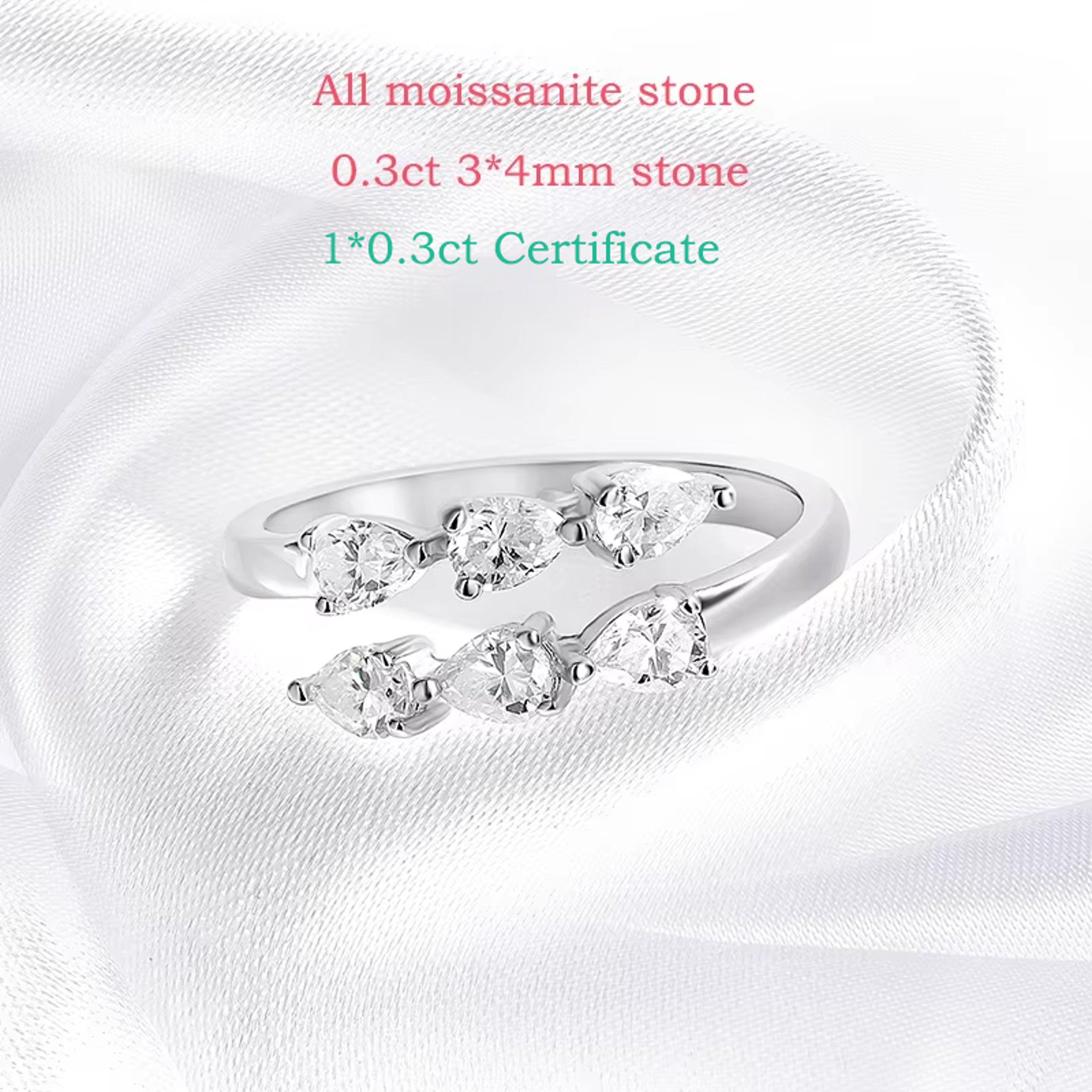 Water Drop Moissanite Promise Ring In Sterling Silver 2