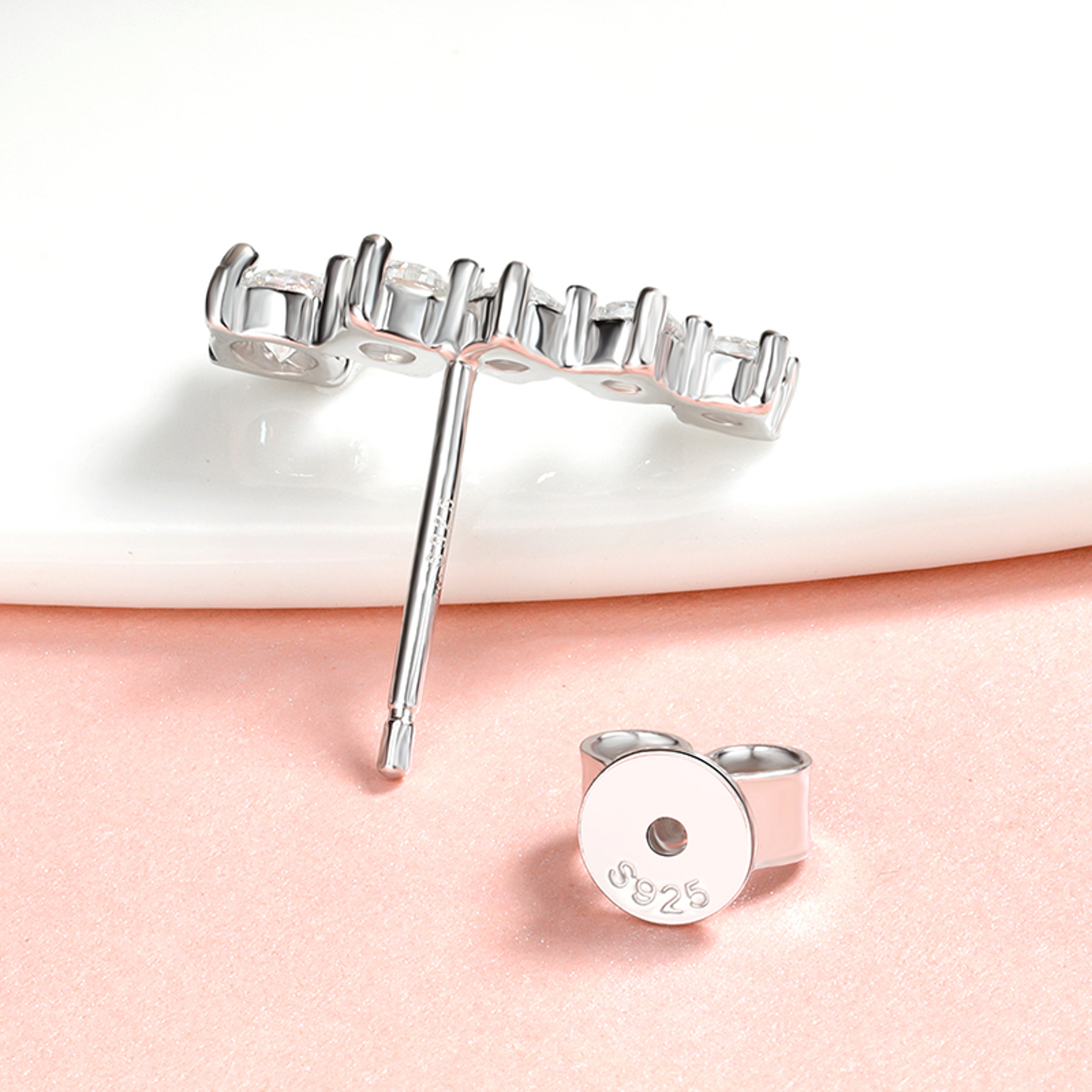 Gradient Moissanite Stud Earrings In Sterling Silver 1