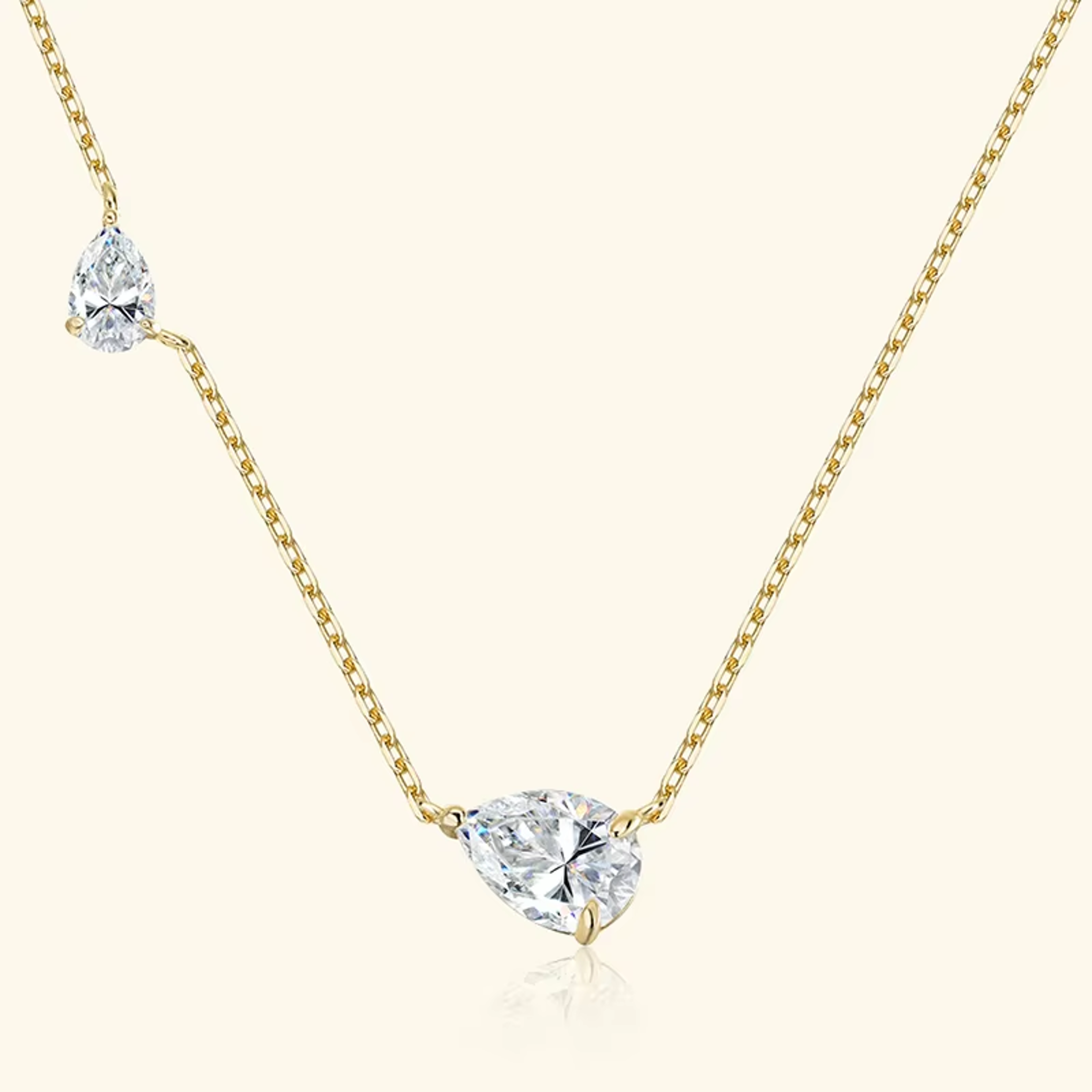 Pear Cut Moissanite Necklace Sterling Silver Two Stone Pendant 2