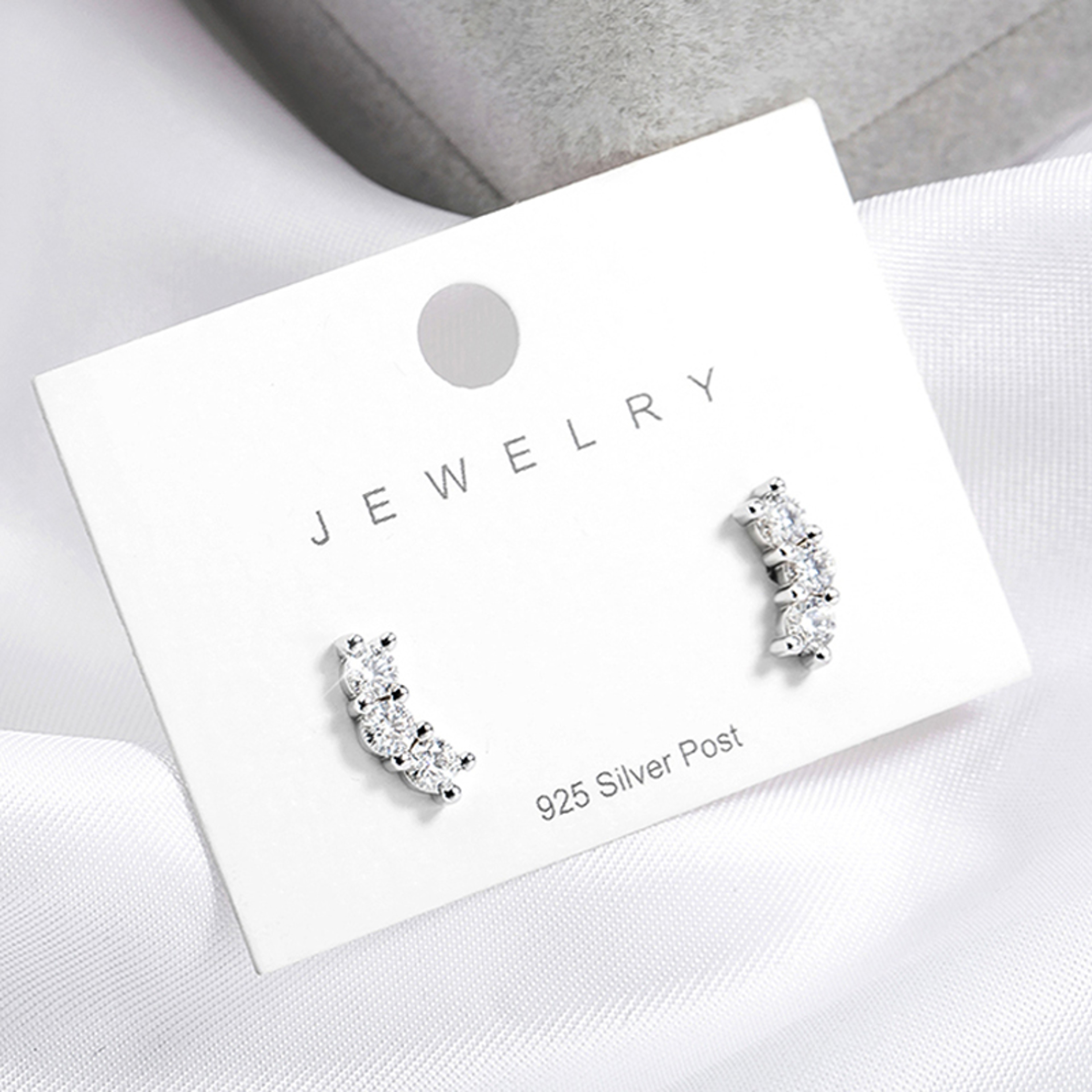 Moissanite Stud Earrings Rhodium Plated Sterling Silver 2