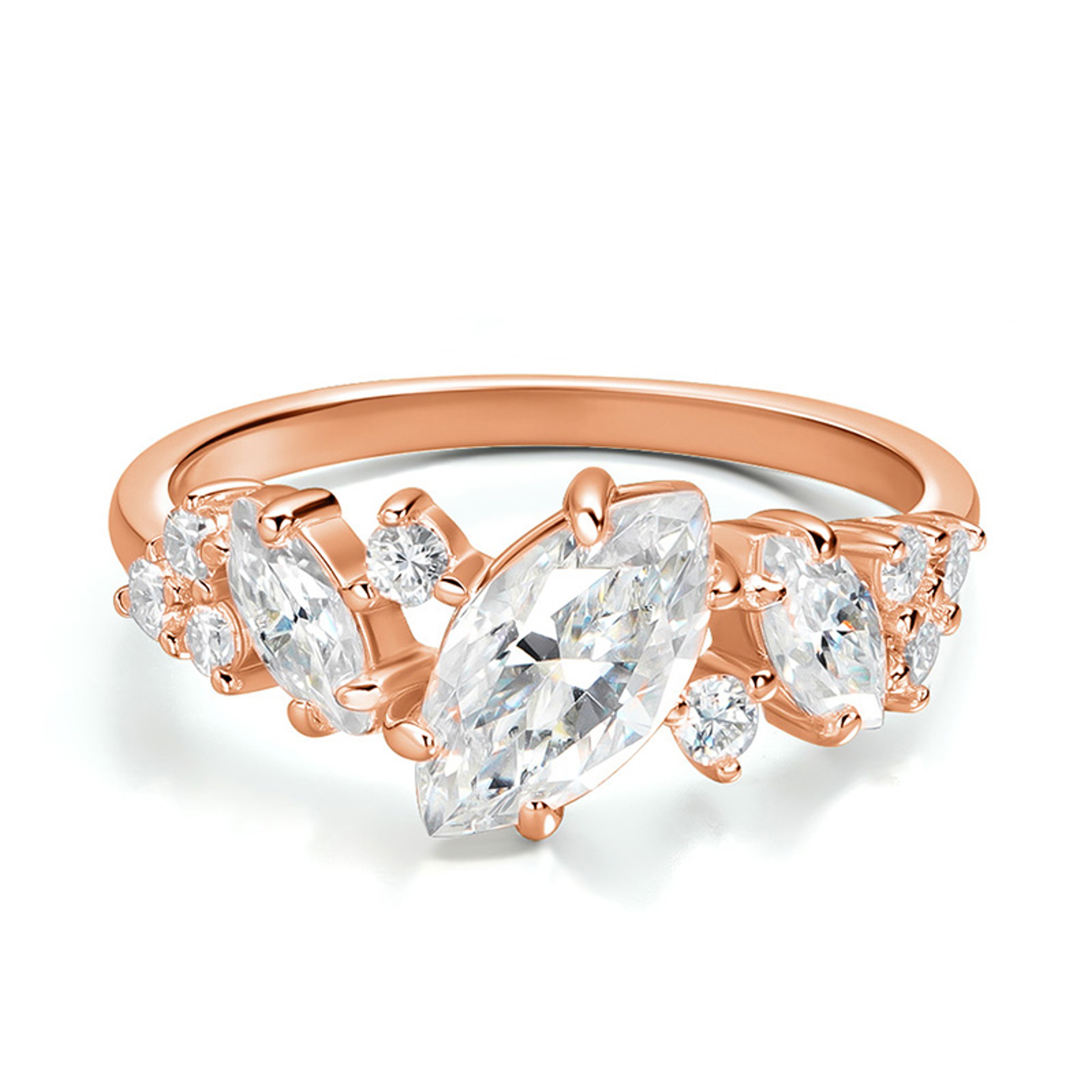 Marquise Moissanite Engagement Ring Sterling Silver Wedding Ring For Women 0