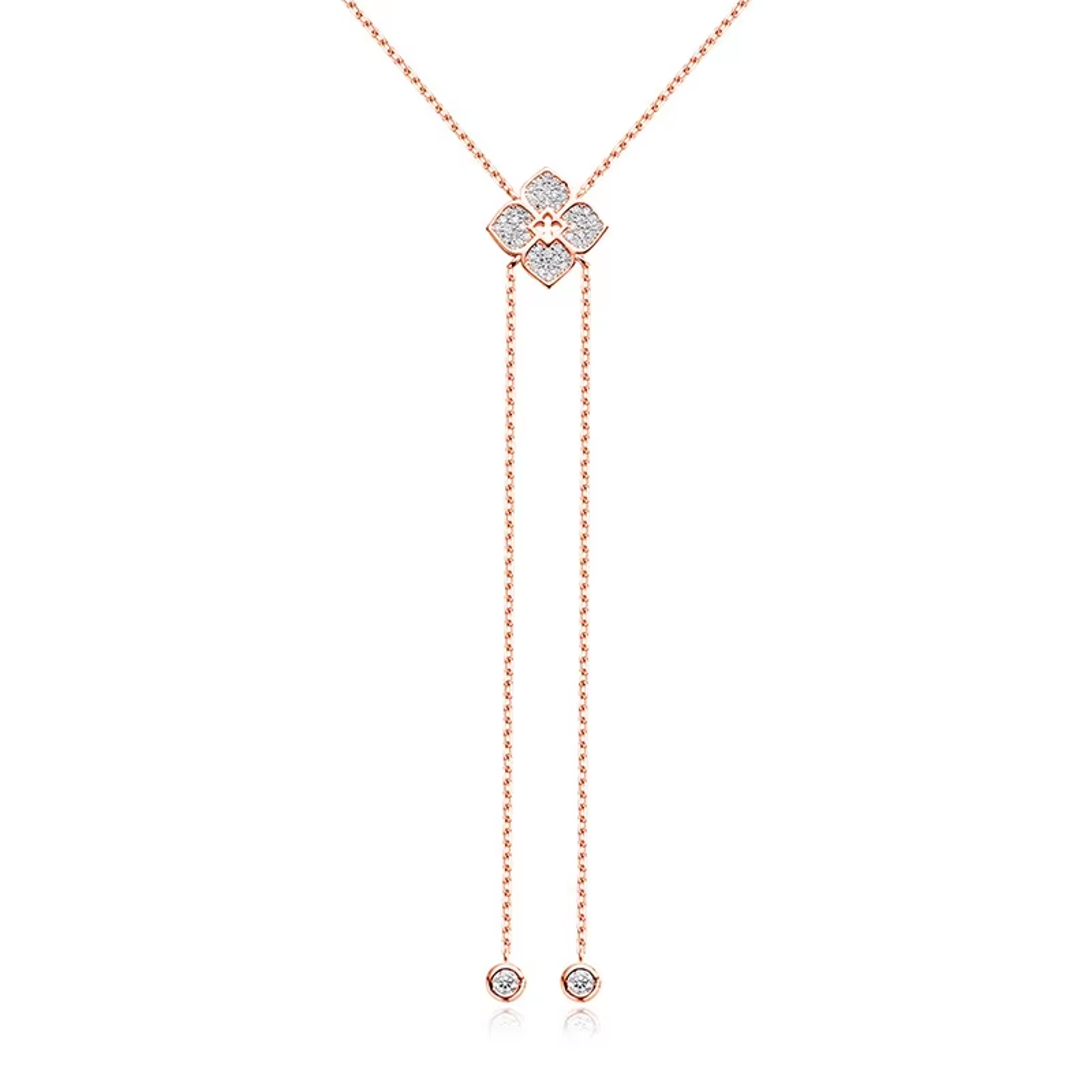 Sparkling Moissanite Flower Necklace Sterling Silver Long Chain Pendant 1