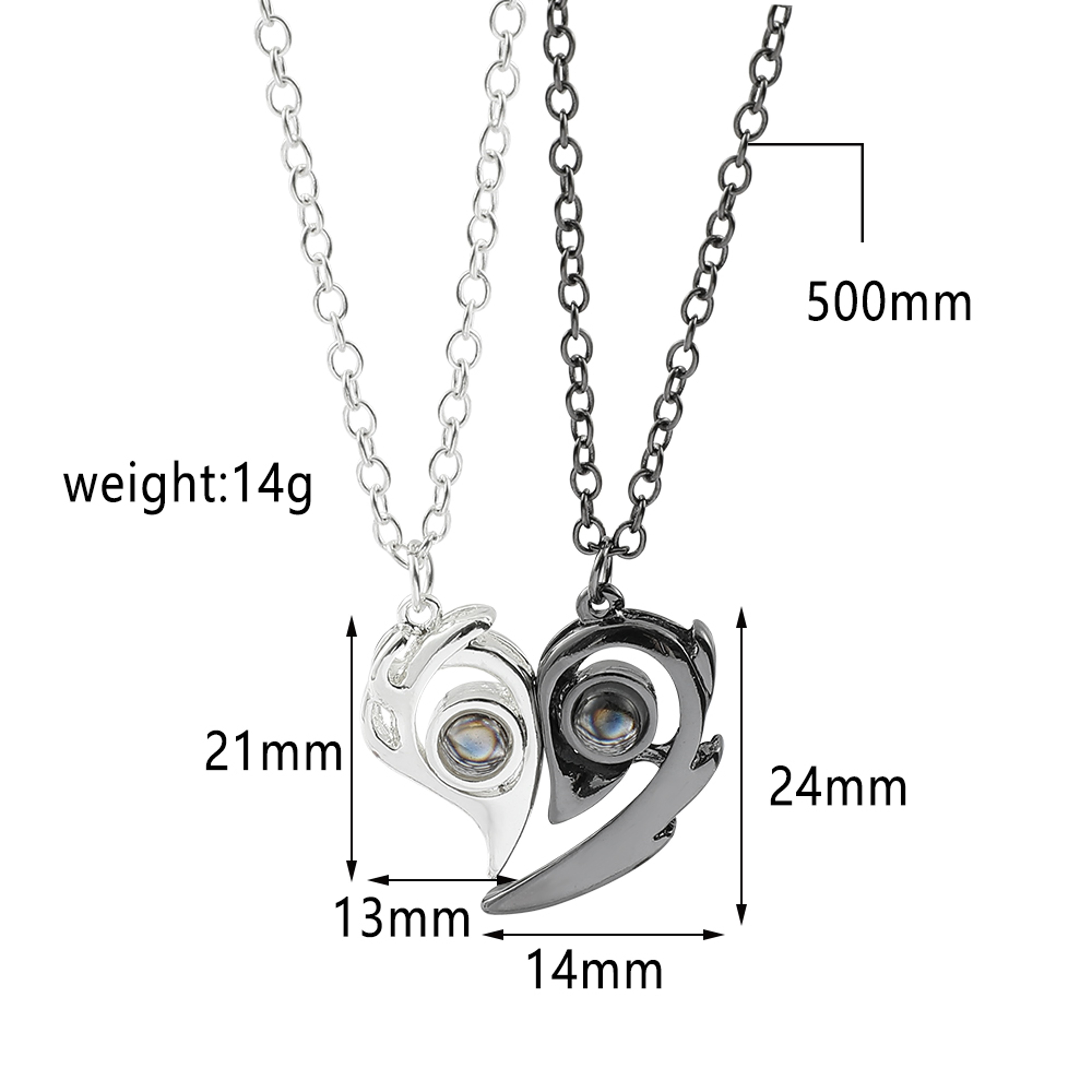 Magnetic Couple Heart Necklace Set – view 7