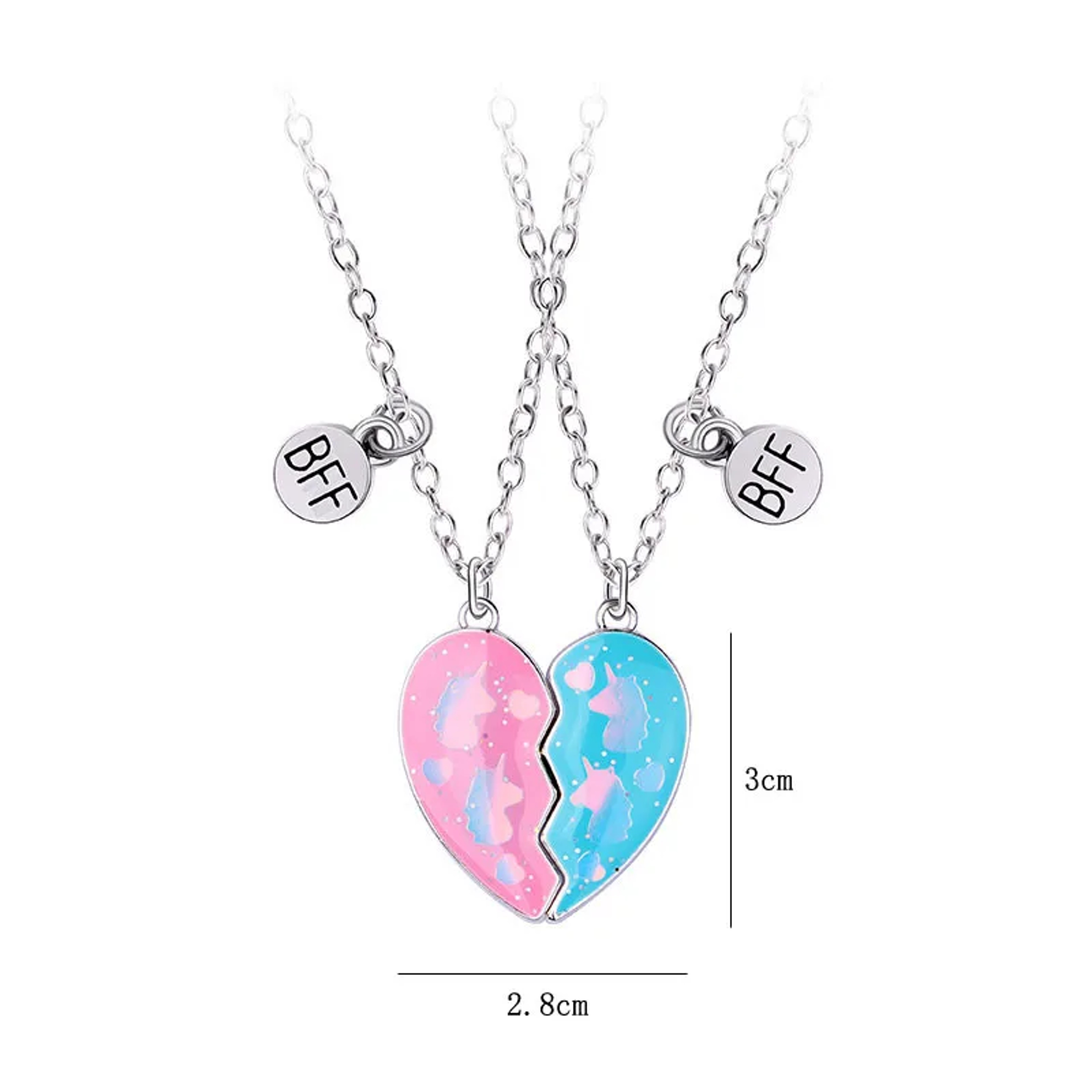 Magnetic Best Friend Necklace Set Butterfly Unicorn Heart BFF Jewelry for Kids – view 6