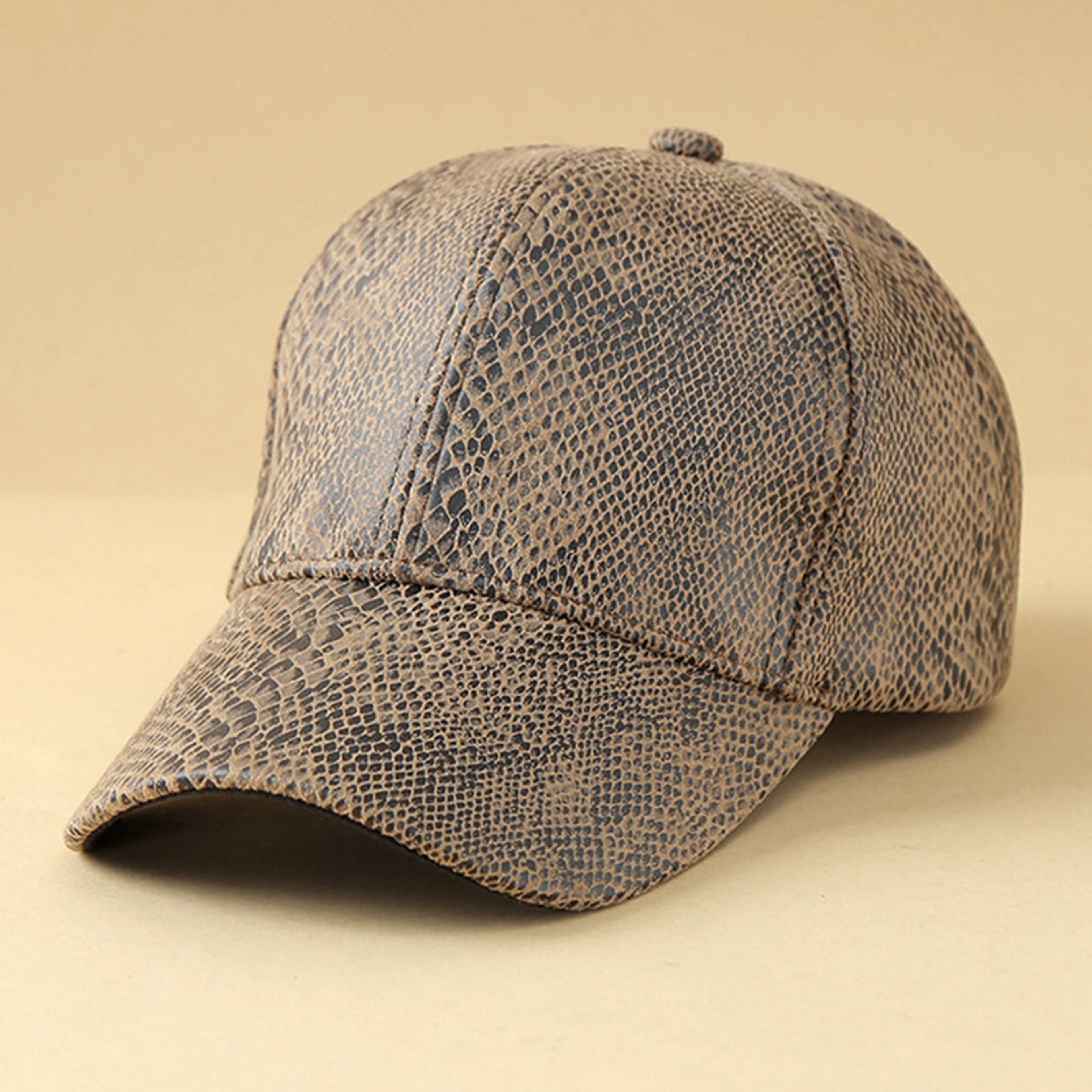 Mens PU Leather Baseball Cap Adjustable Snapback Outdoor Hat – view 8