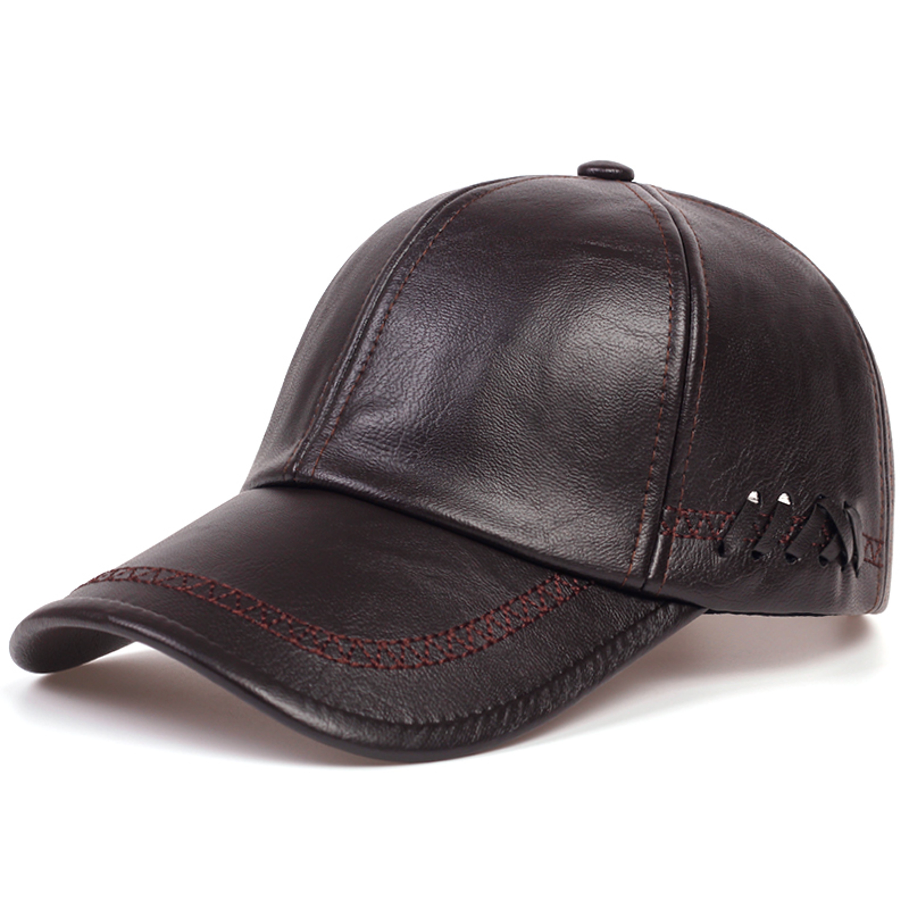 Winter Leather Baseball Cap Adjustable Unisex Snapback Hat – view 5