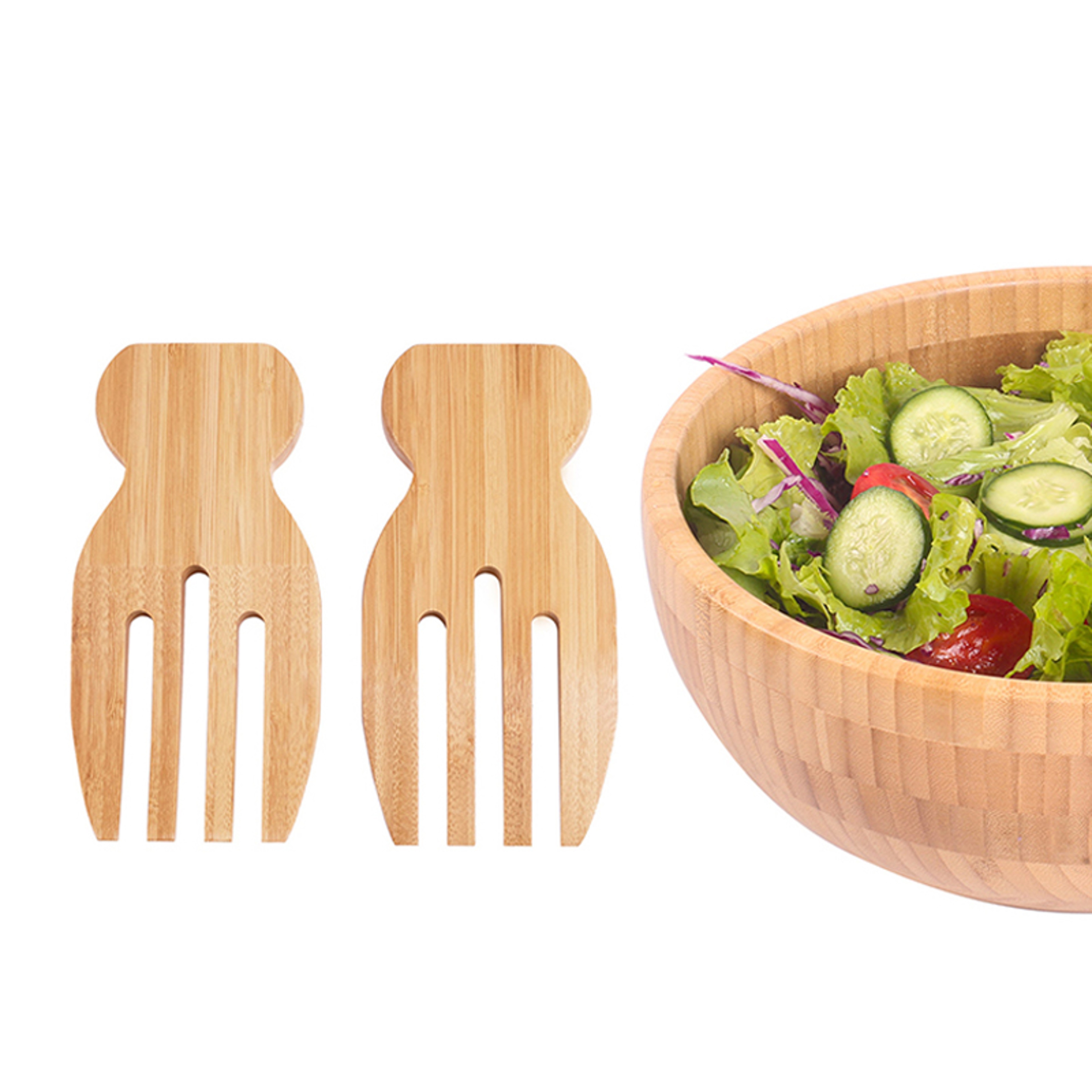Bamboo Salad Hands Wooden Salad Servers for Easy Mixing and Serving – view 6