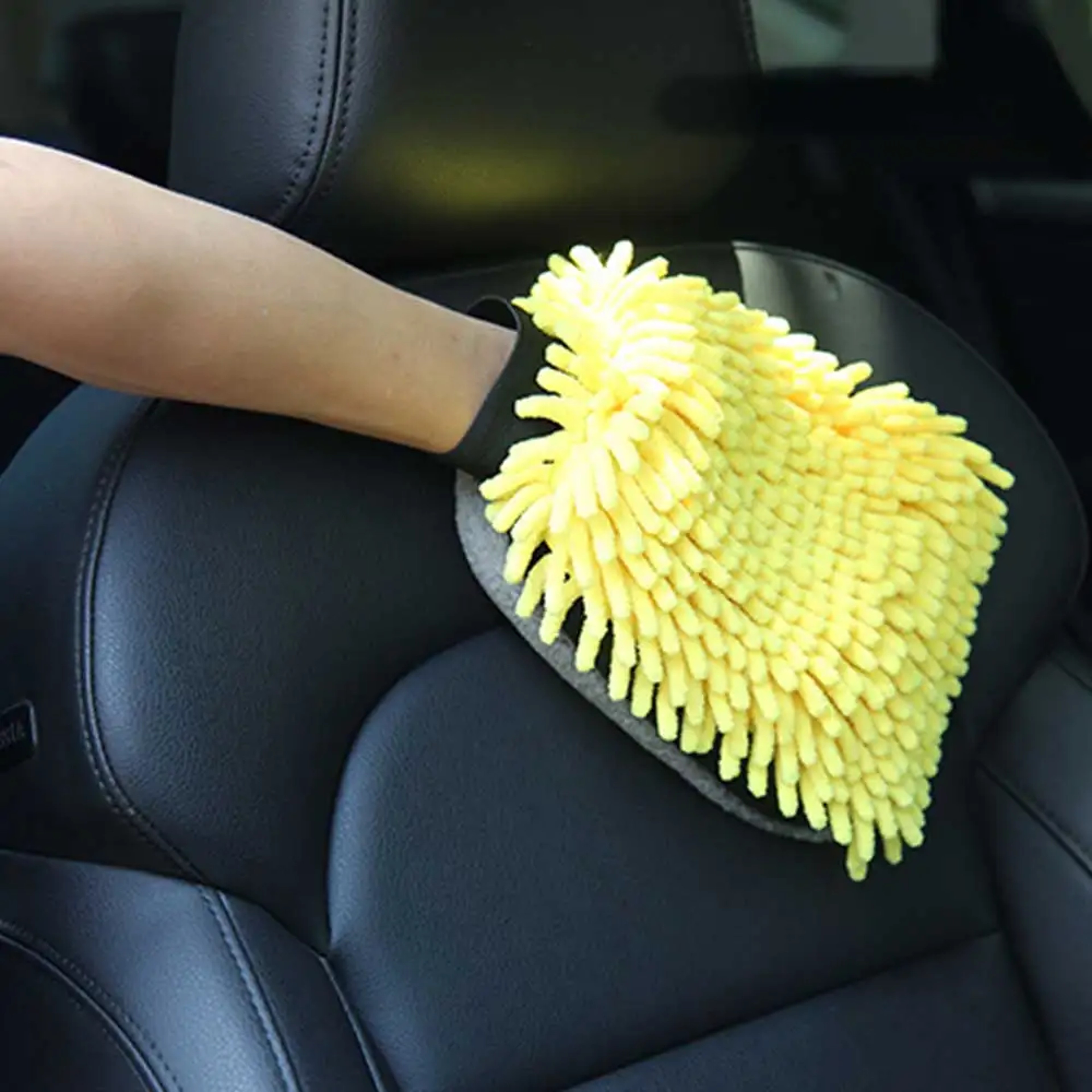 Soft Coral Car Wash Mitt Scratch Free Chenille Cleaning Glove – view 2