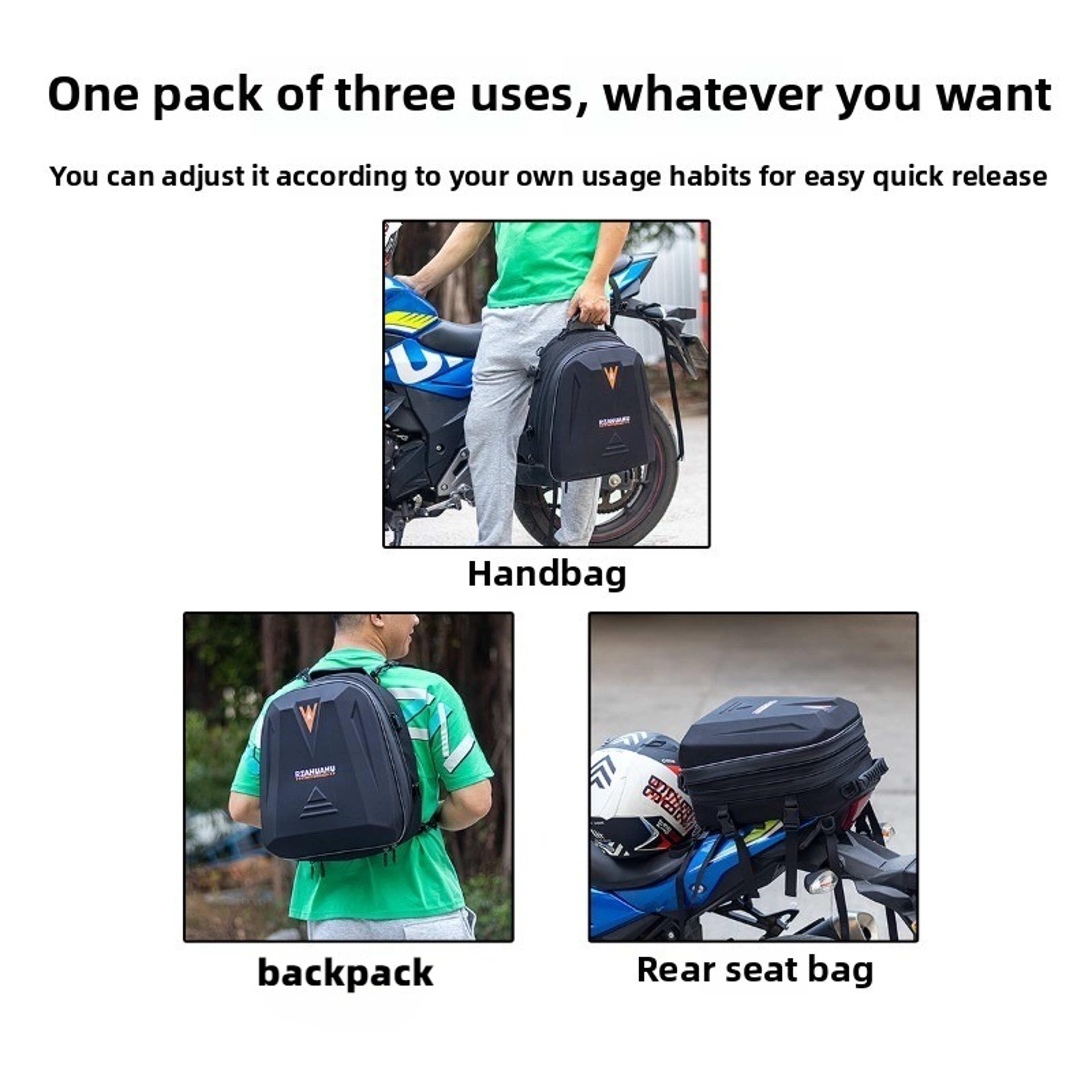 Waterproof Motorcycle Tail Bag Helmet Storage Rider Backpack – view 4