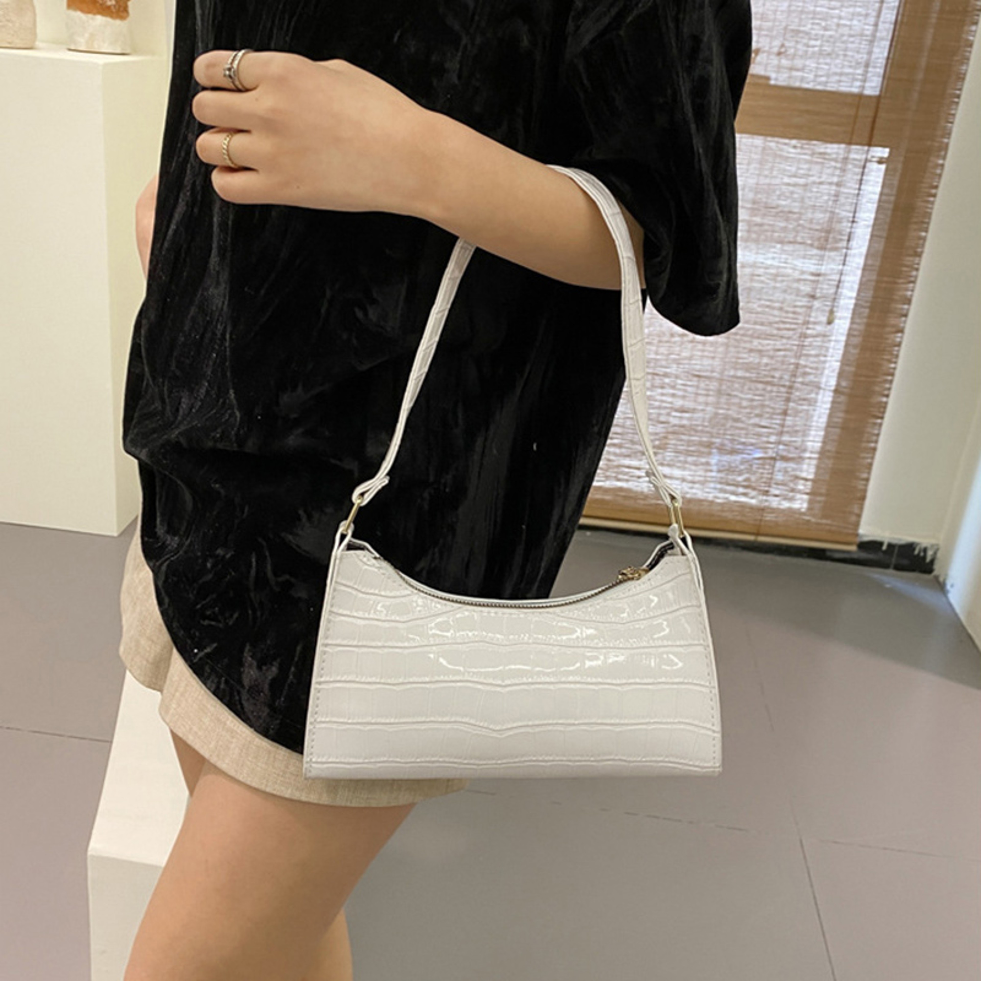 Alligator Pattern PU Leather Underarm Shoulder Bag For Women 3
