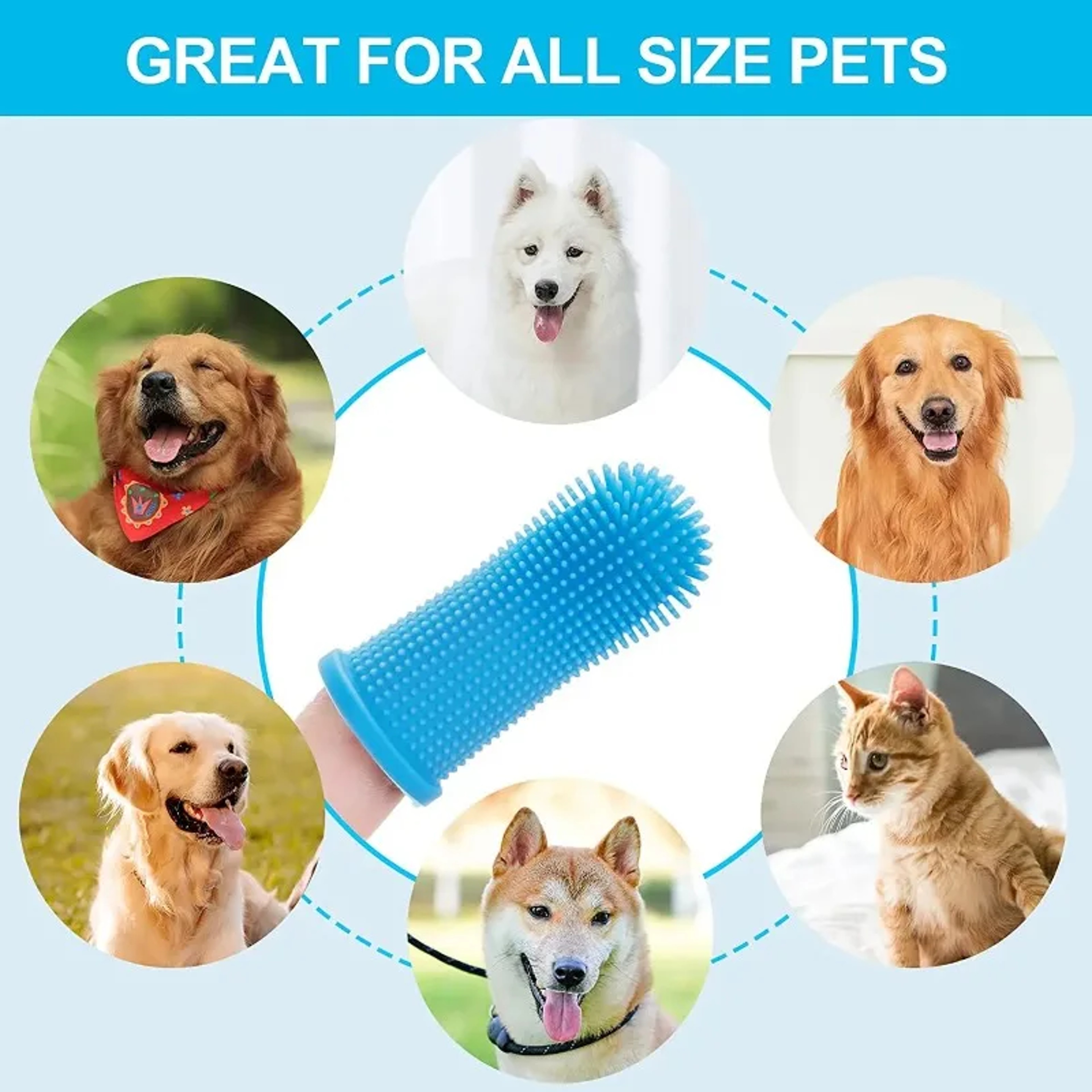 Pet Finger Toothbrush Kit Soft Silicone Dog And Cat Dental Cleaning Brush 5