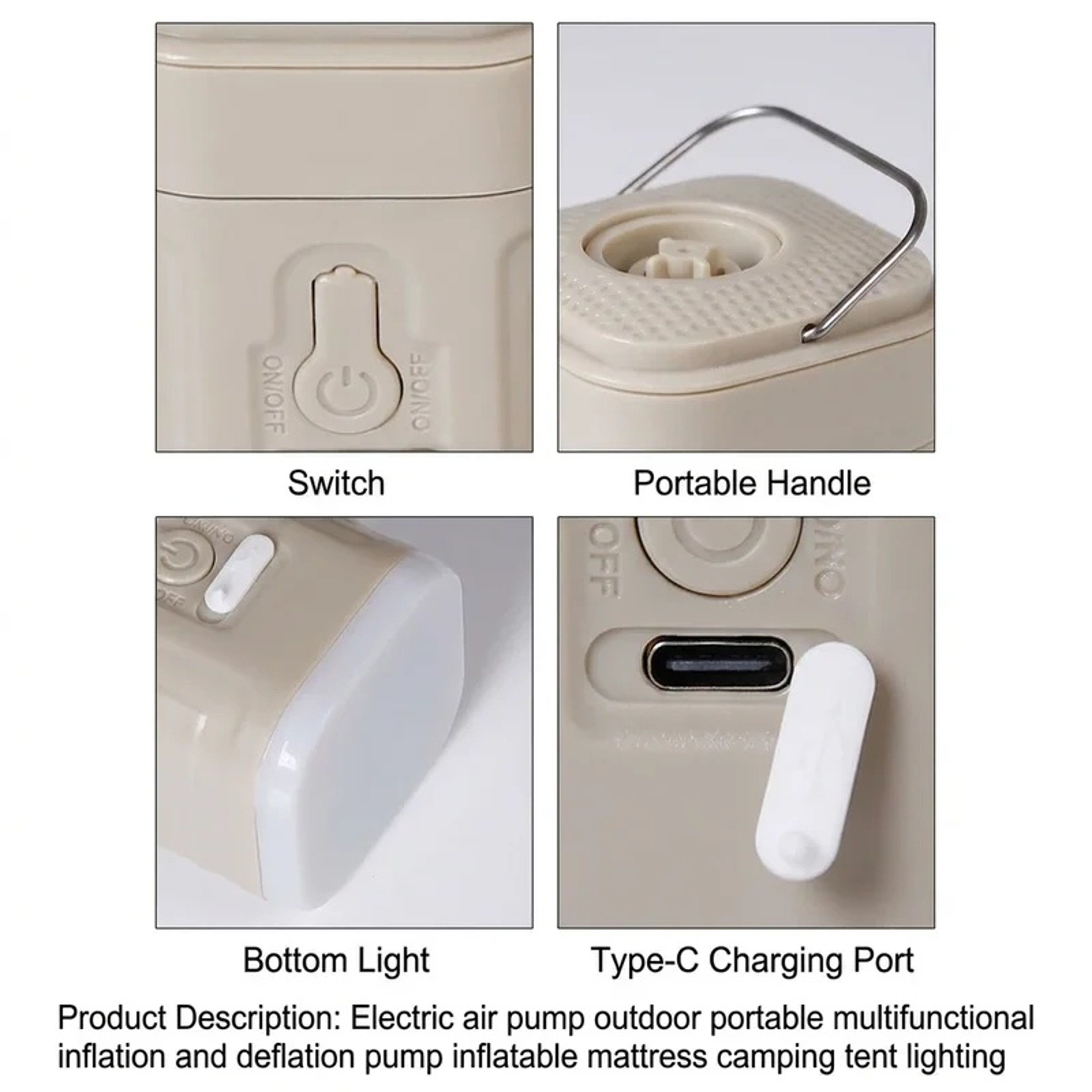 Mini Electric Air Pump with LED Light Portable Inflator and Deflator for Camping – view 5