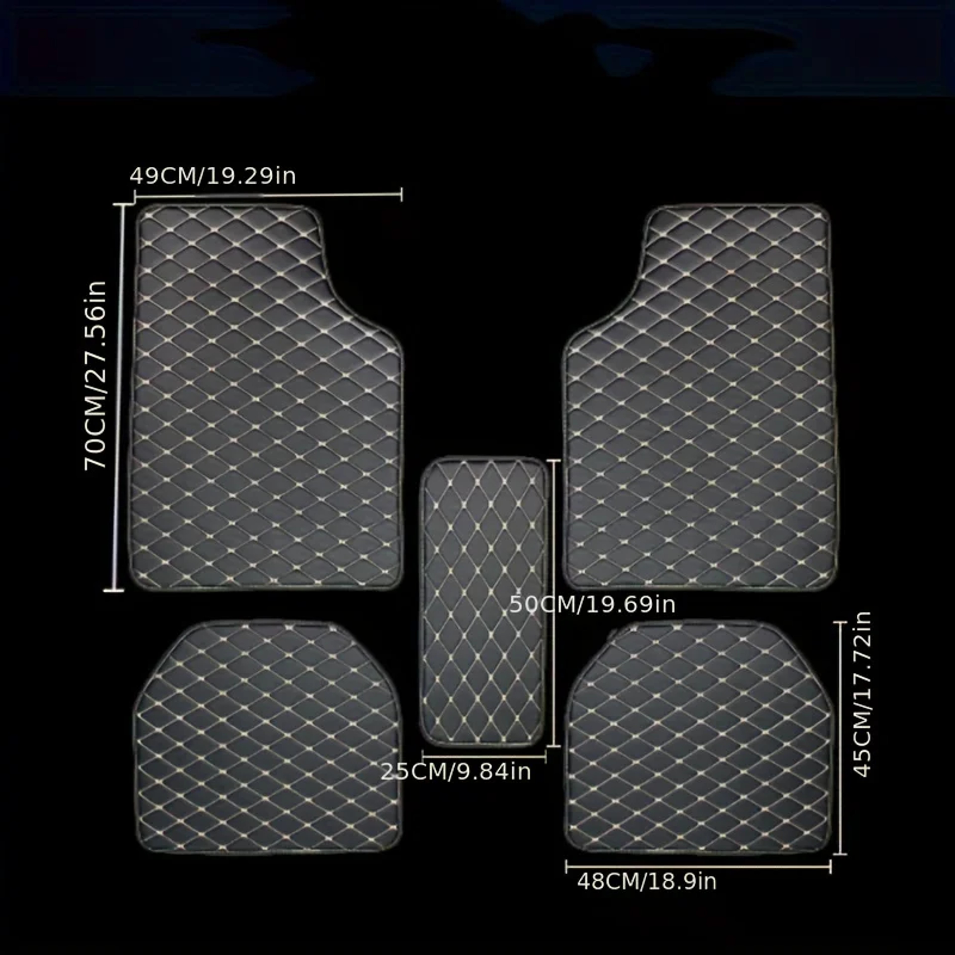 Universal PU Leather Car Floor Mats Waterproof Diamond Pattern Auto Foot Pads 0
