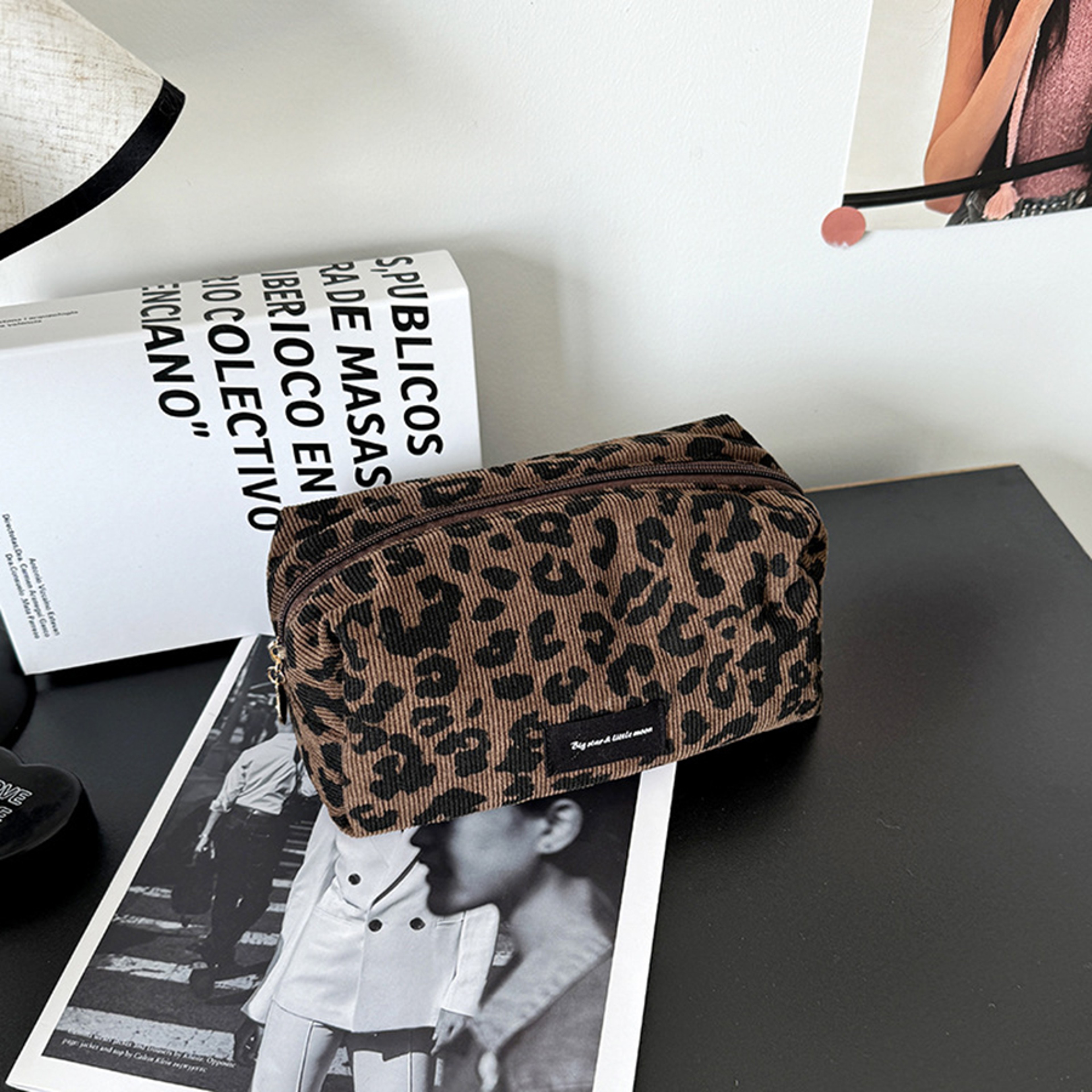 Leopard Print Makeup Bag with Zipper Cosmetic Organizer – view 2