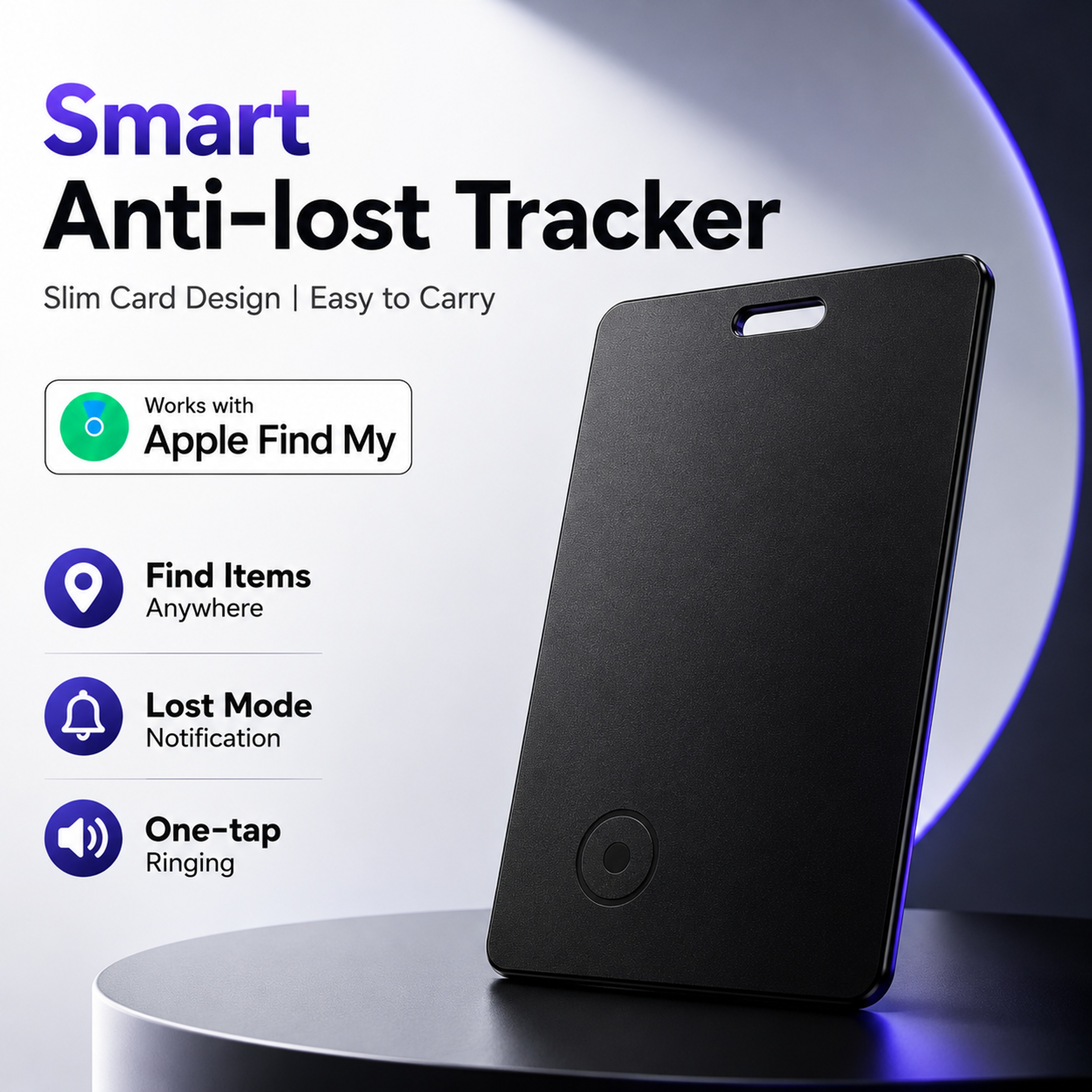 Bluetooth Smart Locator Card Tracker for Find My with Waterproof Anti-Loss Design – view 1