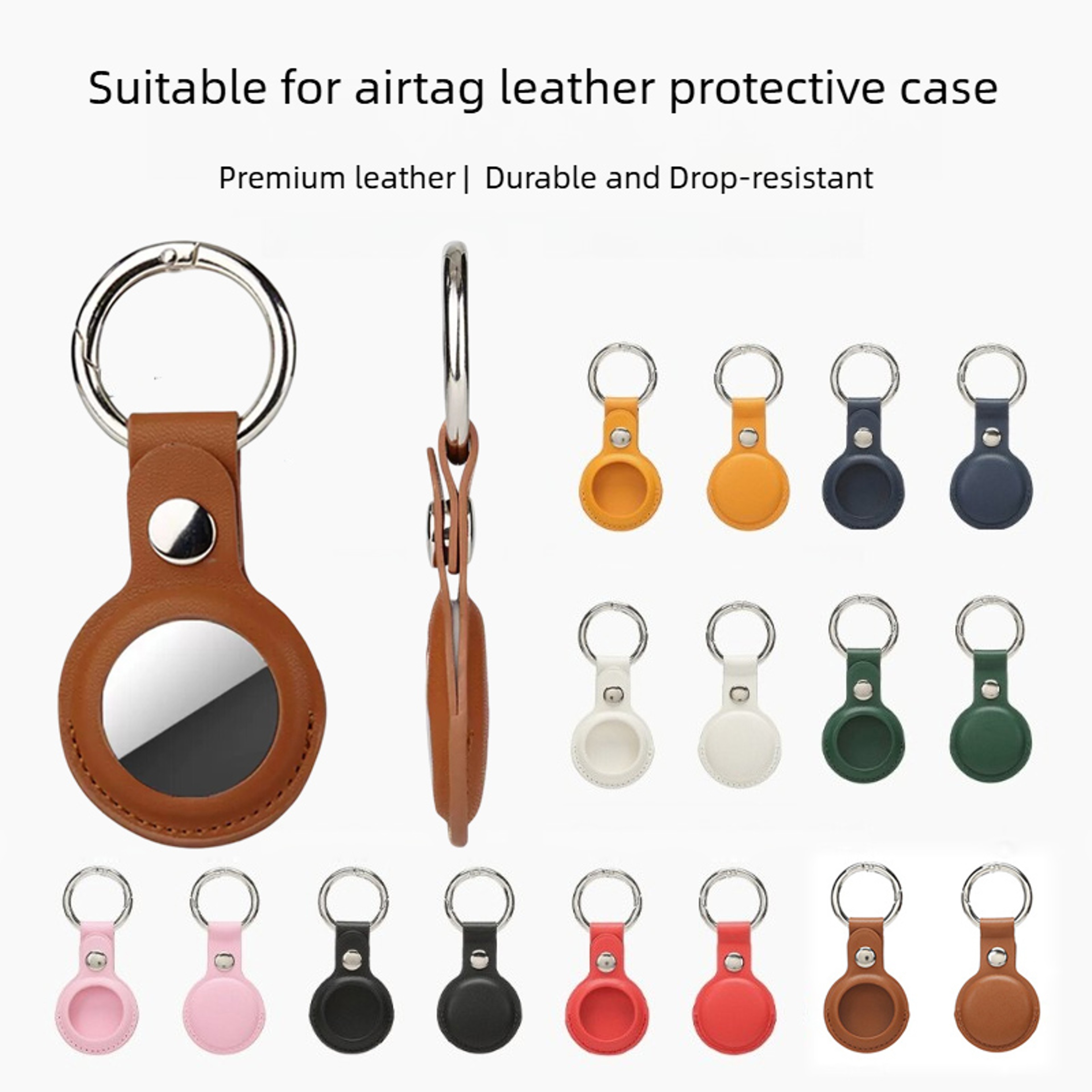 PU Leather AirTag Protective Keyring Case – view 1
