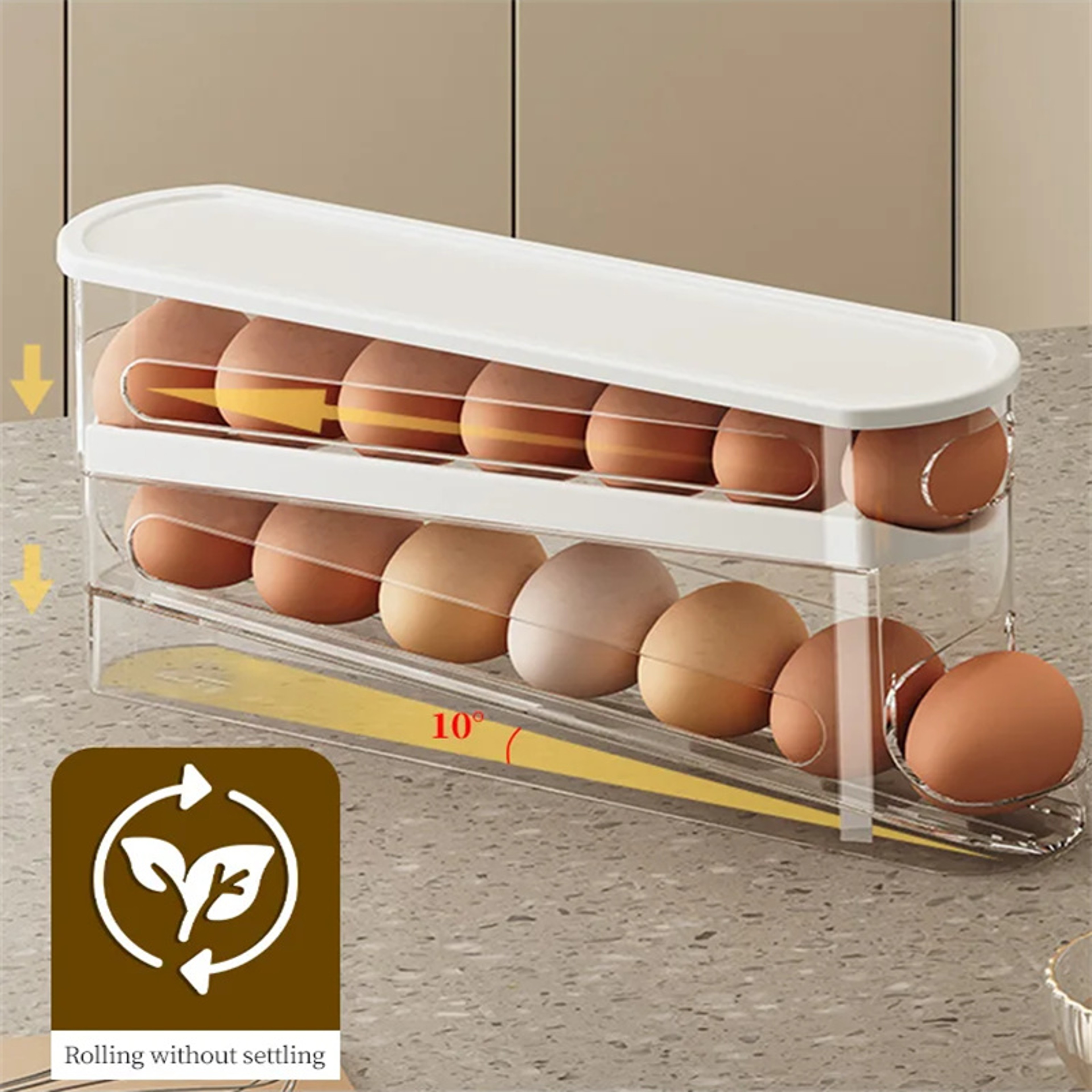 Automatic Rolling Egg Dispenser Bilayer Refrigerator Organizer 0