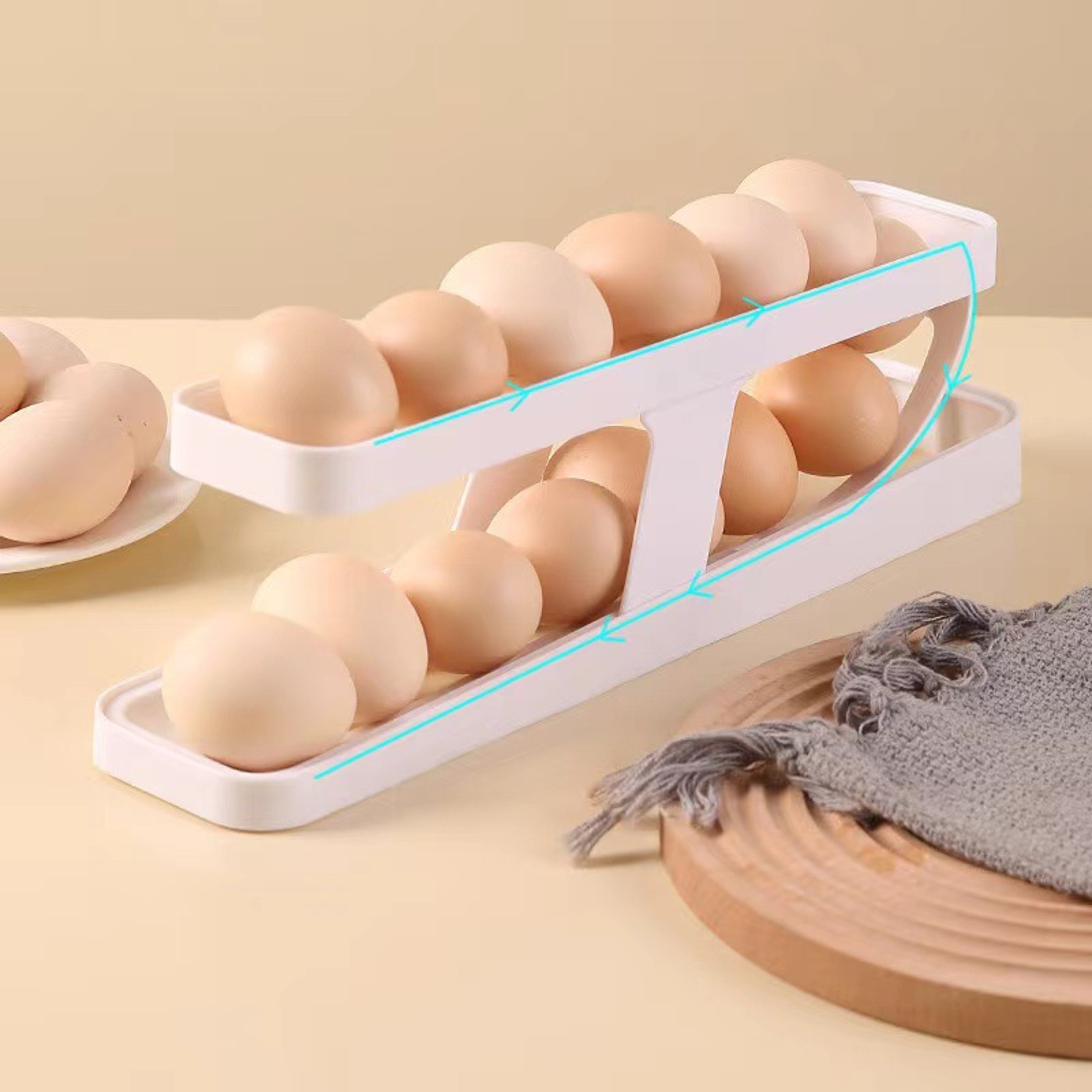 Automatic Rolling Egg Dispenser Bilayer Refrigerator Organizer 1