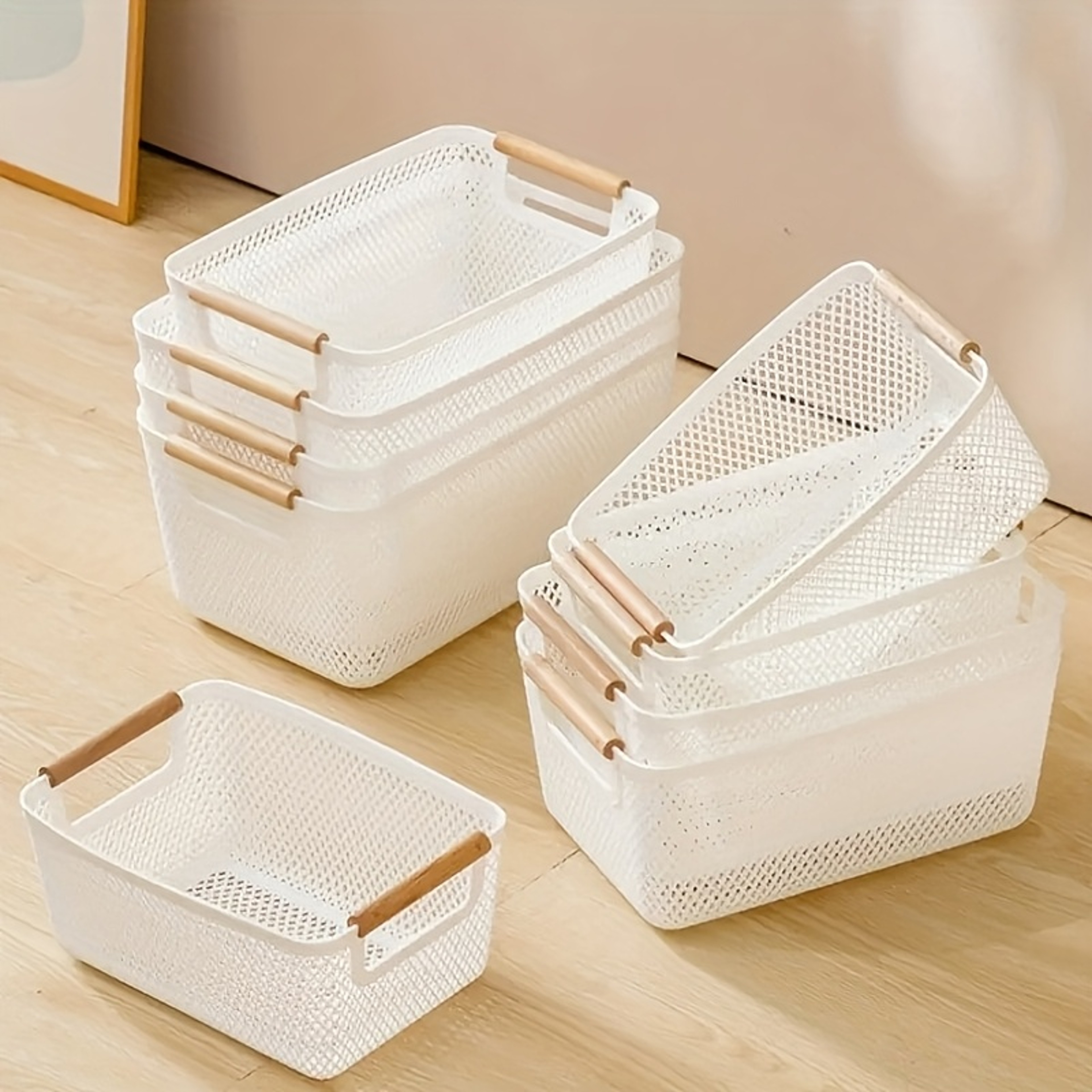Multi Functional Hollow Plastic Storage Basket for Bathroom Kitchen and Bedside Organization – view 3