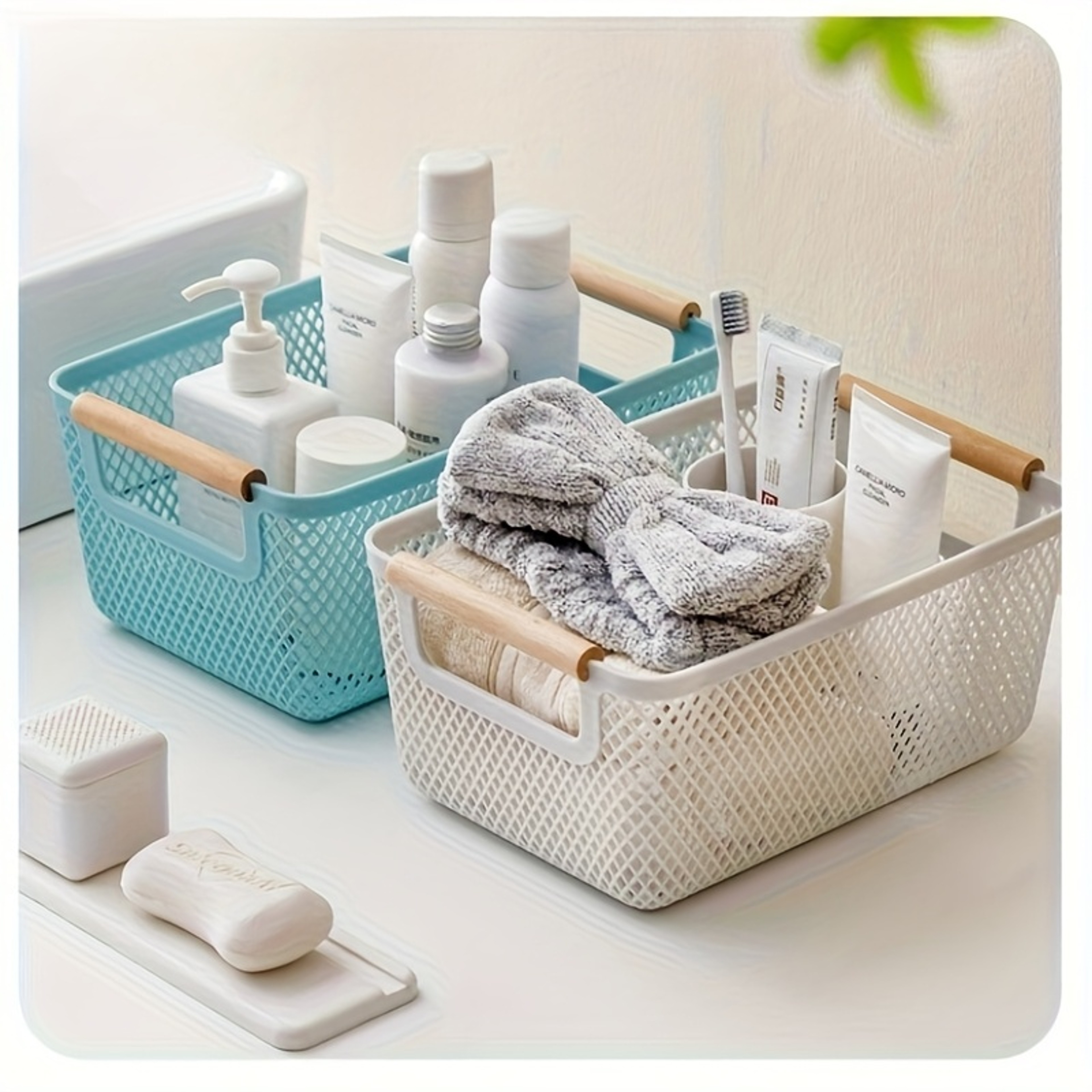 Multi Functional Hollow Plastic Storage Basket for Bathroom Kitchen and Bedside Organization – view 5