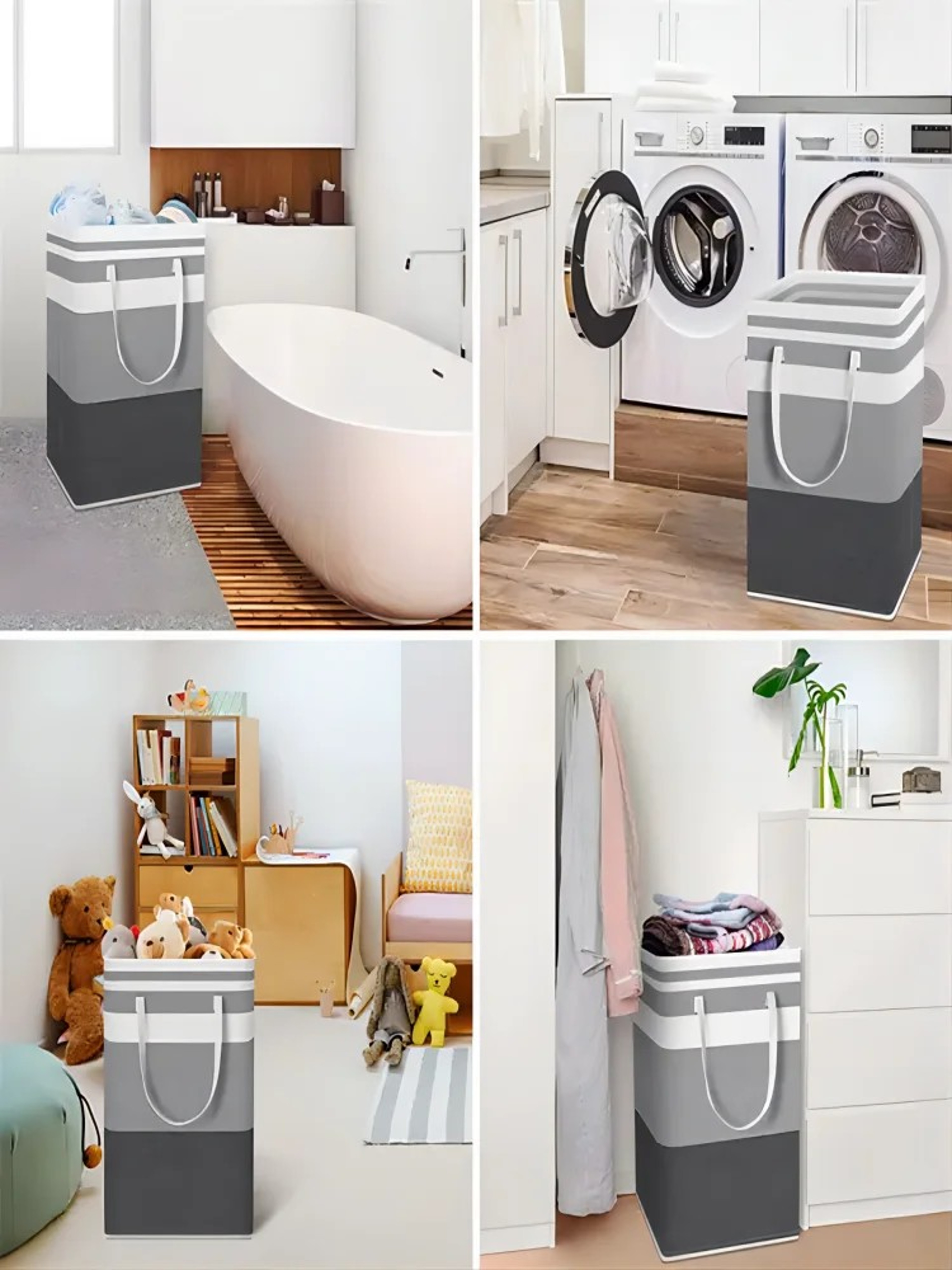 Large Foldable Waterproof Fabric Laundry Basket with Metal Frame – view 5