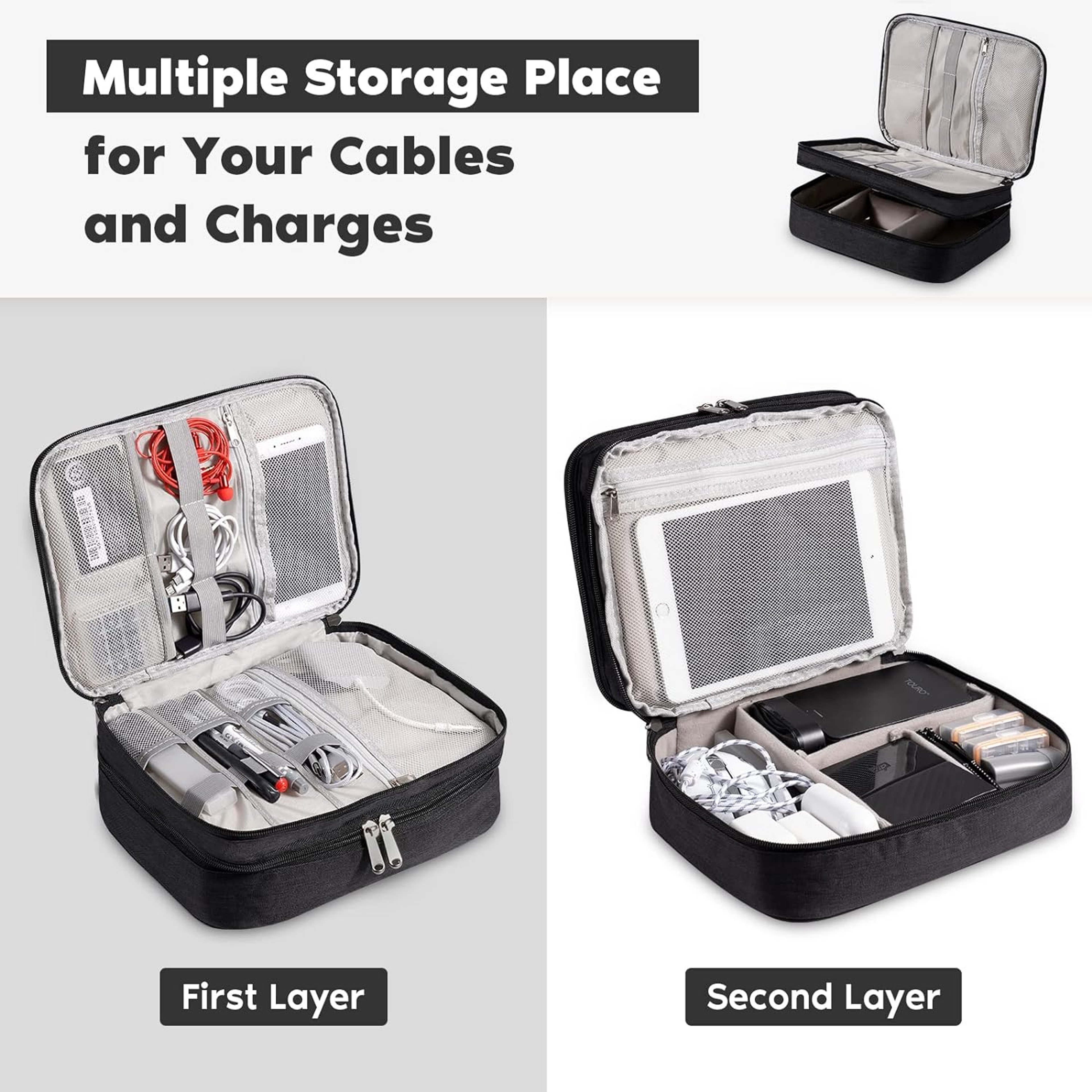 Three Layer Digital Electronics Organizer Waterproof Travel Storage Case 4