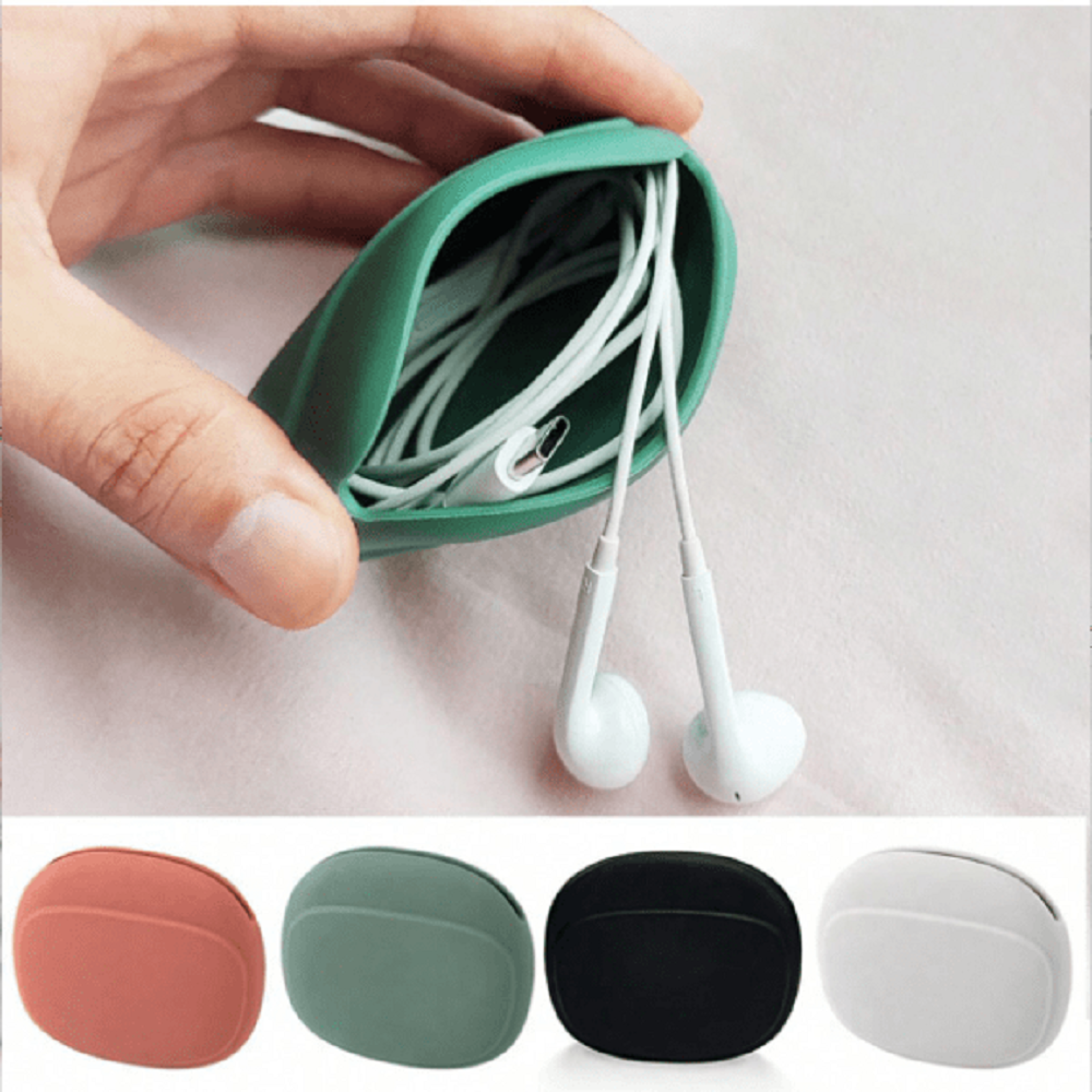Silicone Earphone Case And Cable Organizer For USB Drives Keys And Small Accessories 0