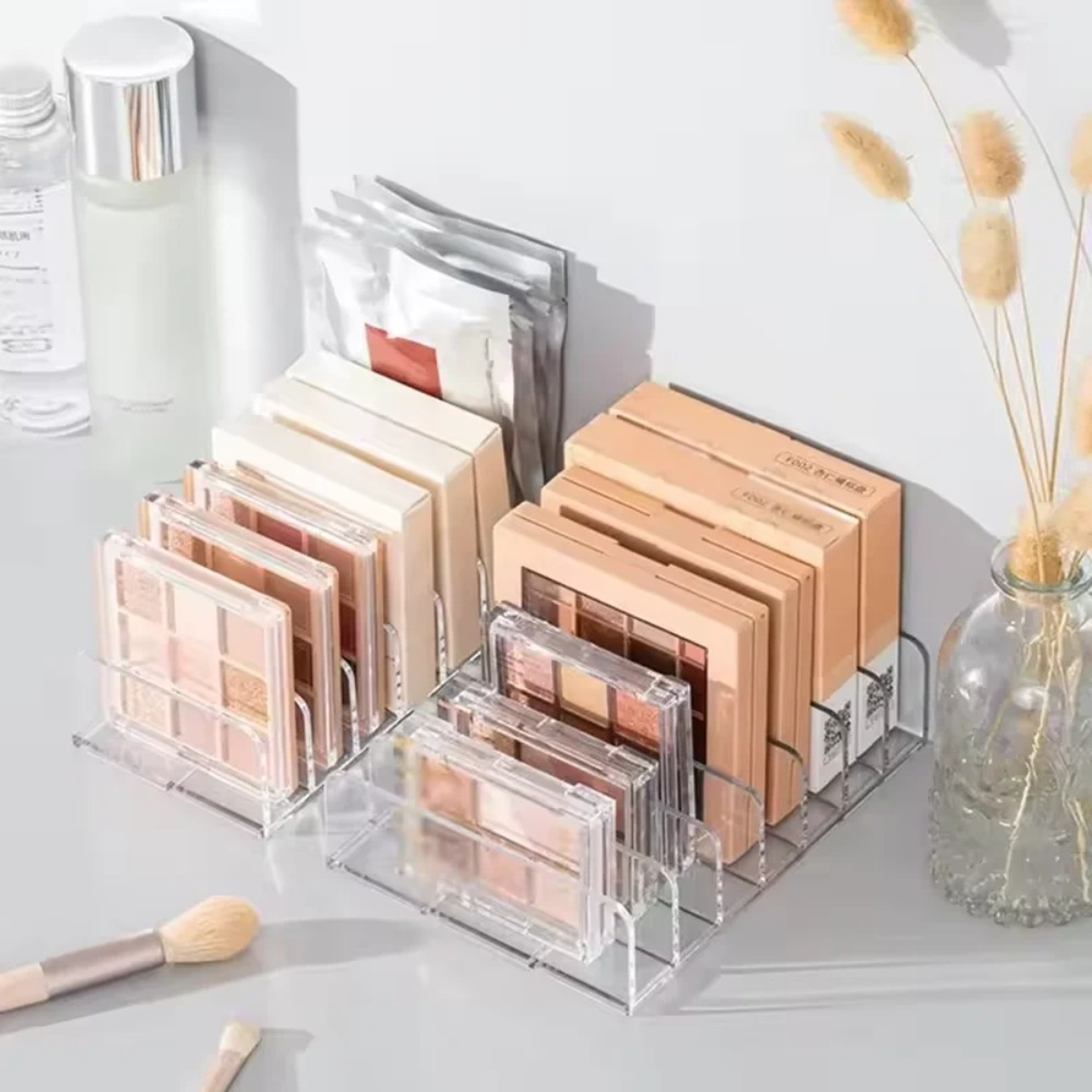 Seven Compartment Clear Acrylic Makeup Organizer for Cosmetics and Brushes – view 2