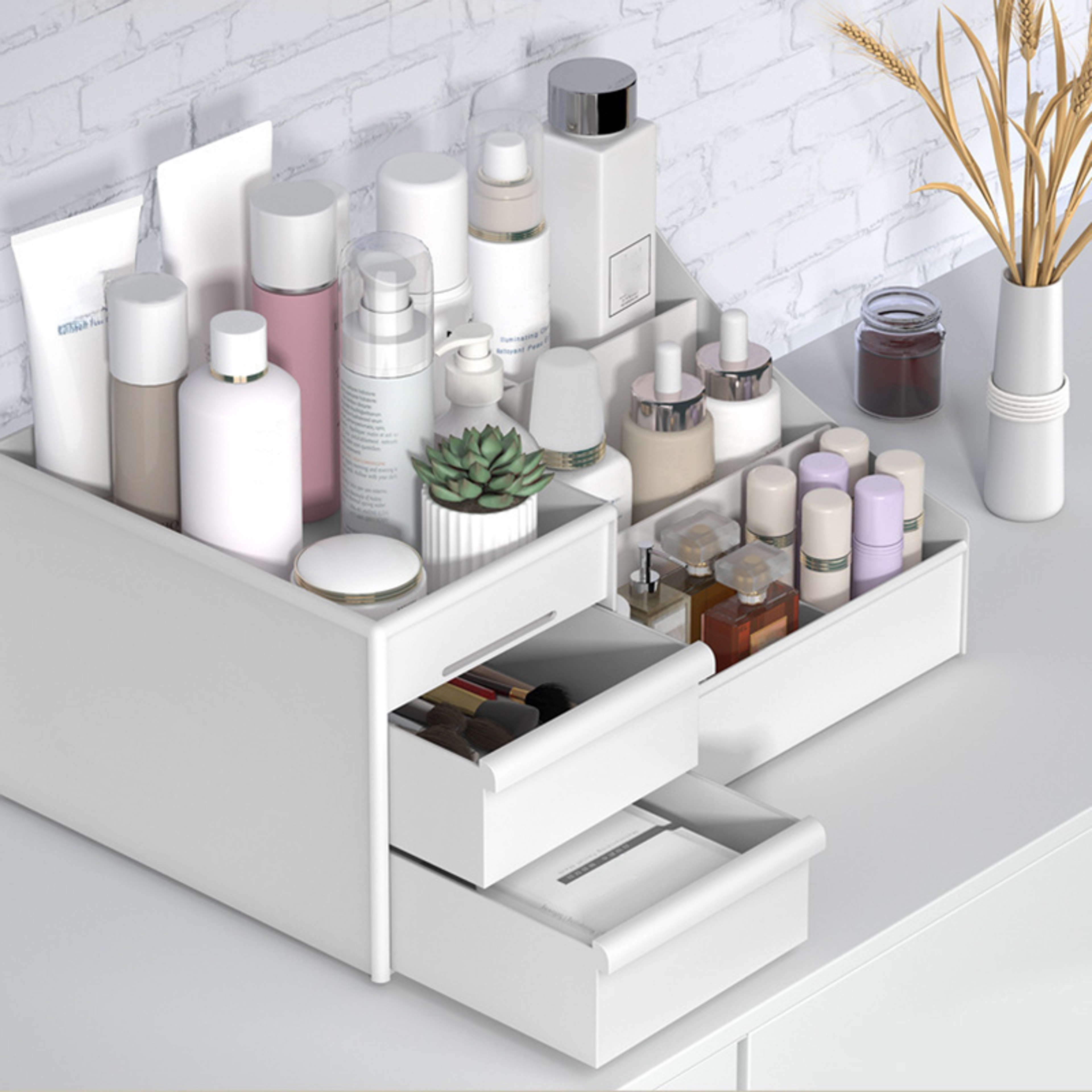 Large Capacity Drawer Makeup Organizer For Cosmetics Jewelry And Lipstick Storage 2