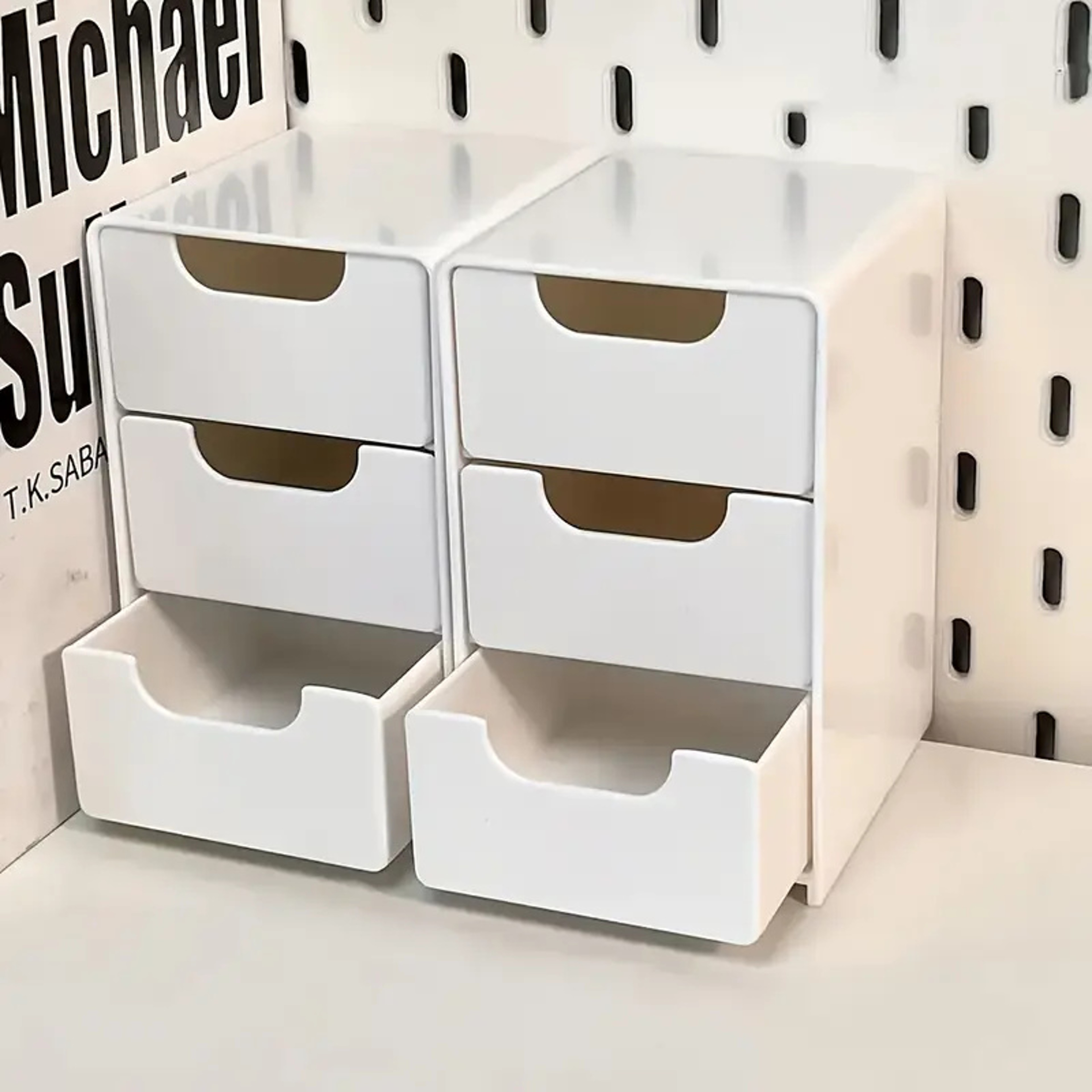 Three Tier Plastic Cosmetic Storage Box Organizer with Drawers for Jewelry and Office Supplies – view 1