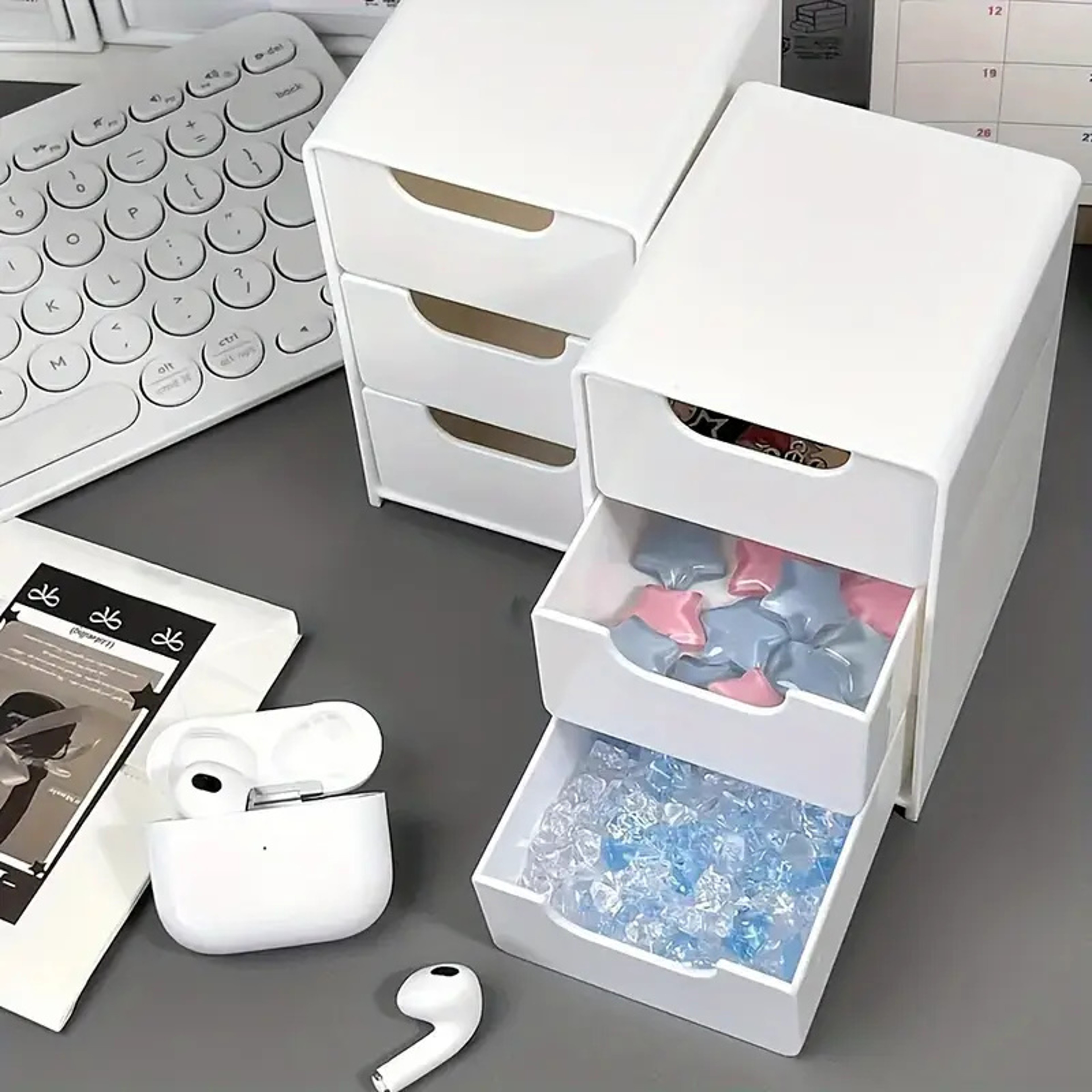 Three Tier Plastic Cosmetic Storage Box Organizer with Drawers for Jewelry and Office Supplies – view 4