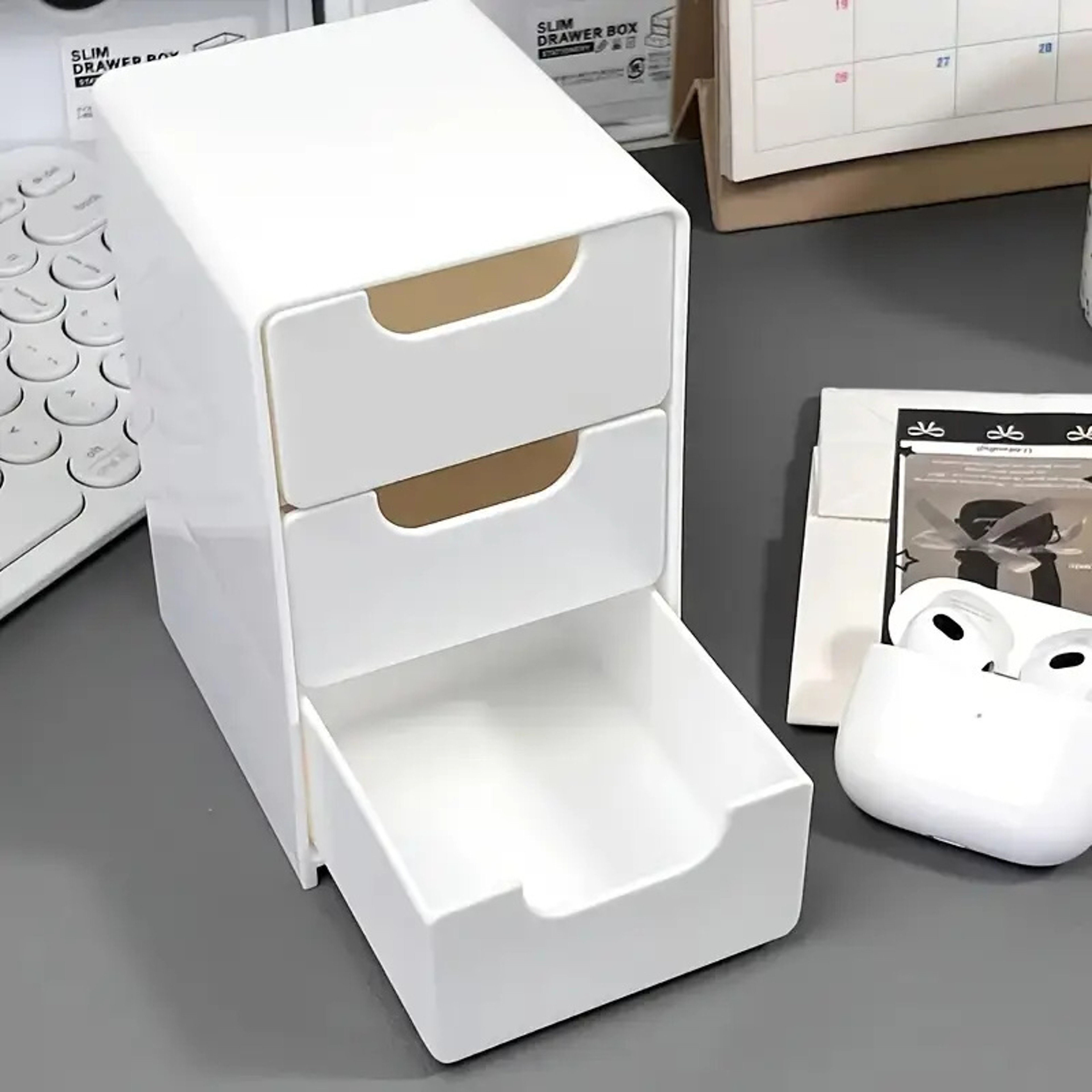 Three Tier Plastic Cosmetic Storage Box Organizer with Drawers for Jewelry and Office Supplies – view 7