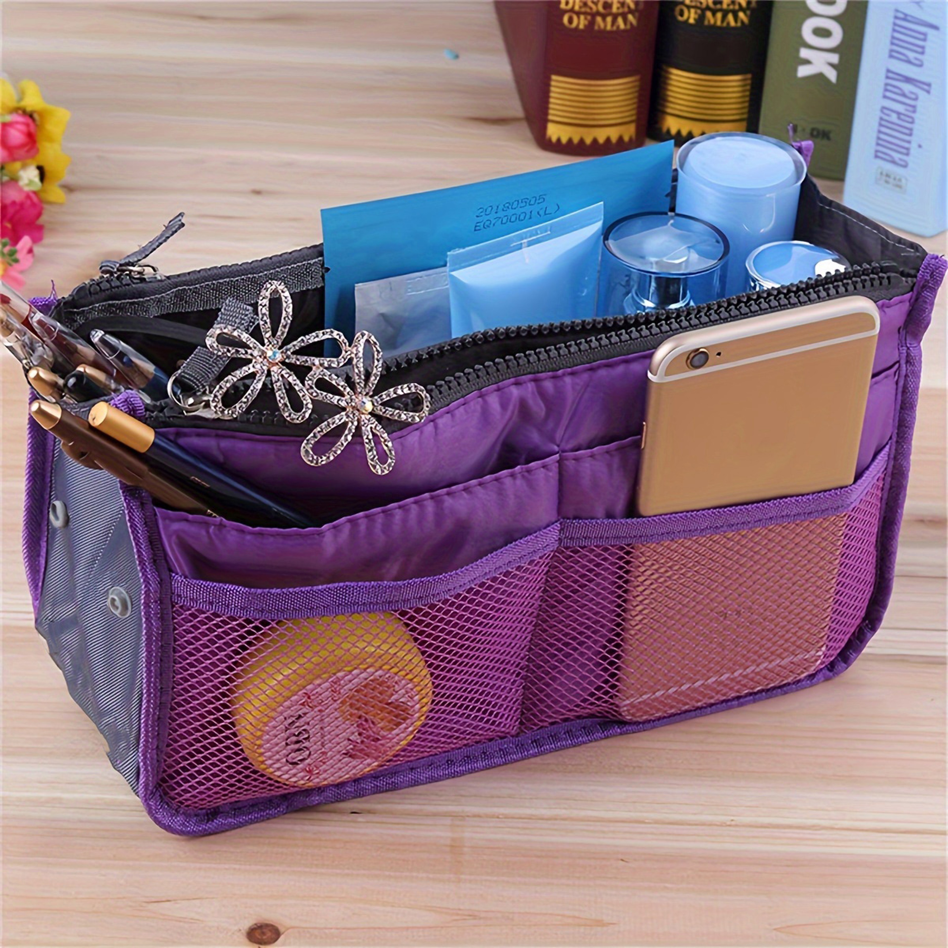 Foldable Double Zipper Cosmetic Storage Bag with Expandable Design – view 3
