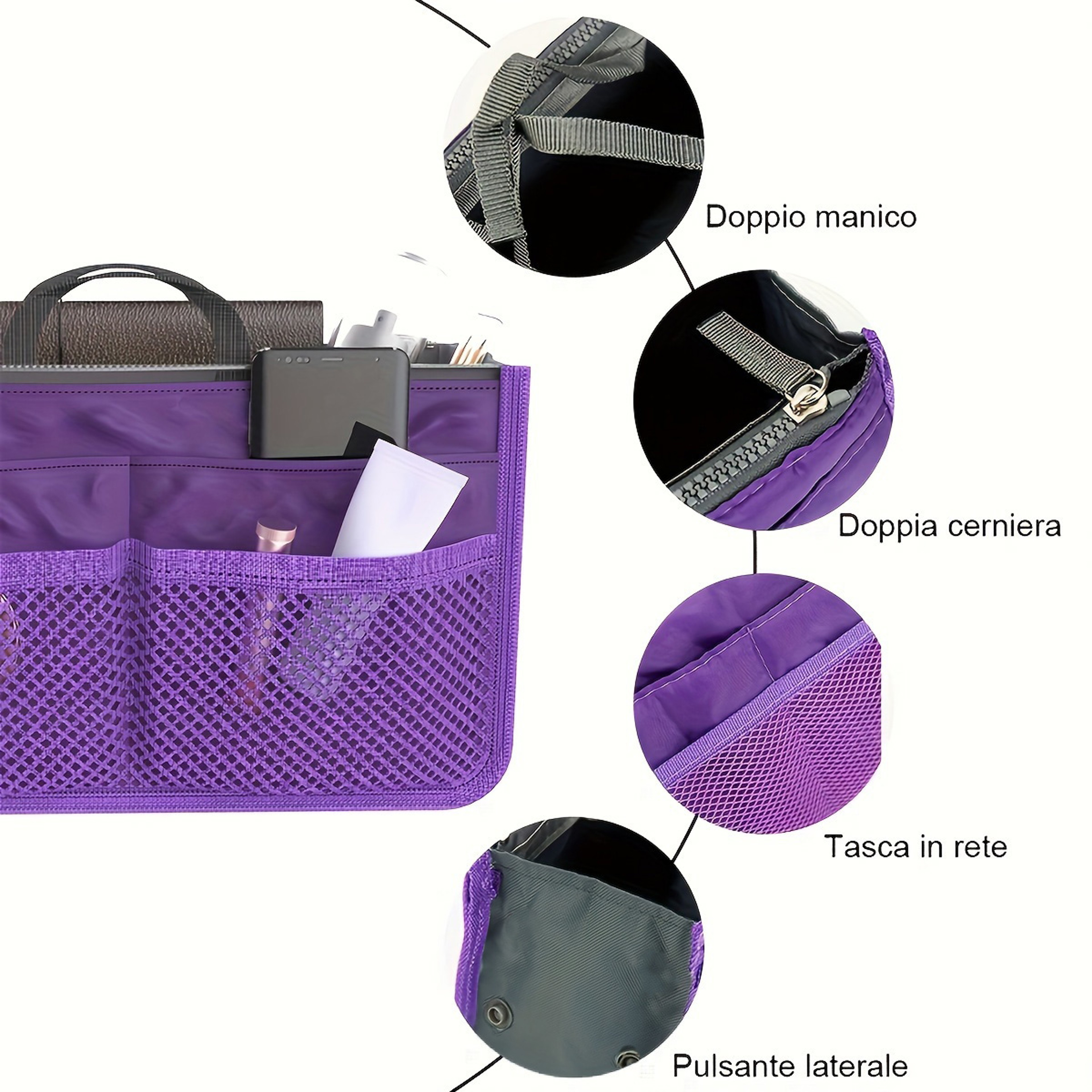 Foldable Double Zipper Cosmetic Storage Bag with Expandable Design – view 4