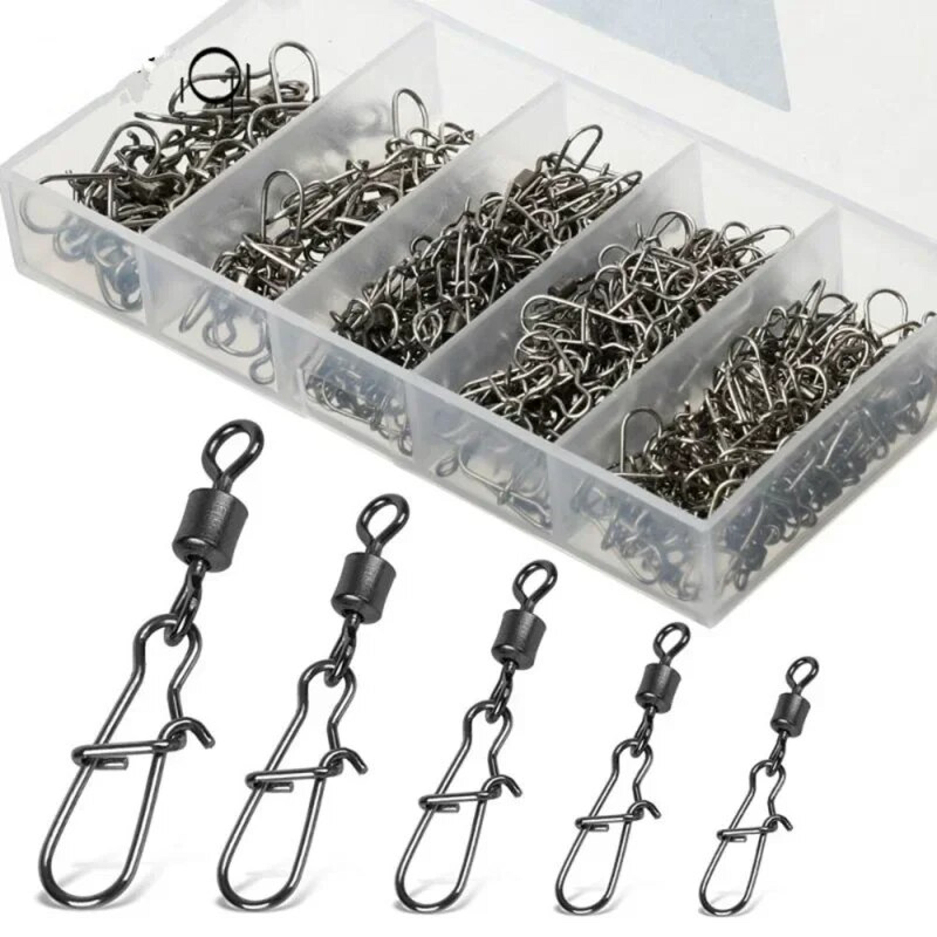 Fishing Rolling Swivel with Snap Steel Alloy Connector fifty Piece Box – view 1