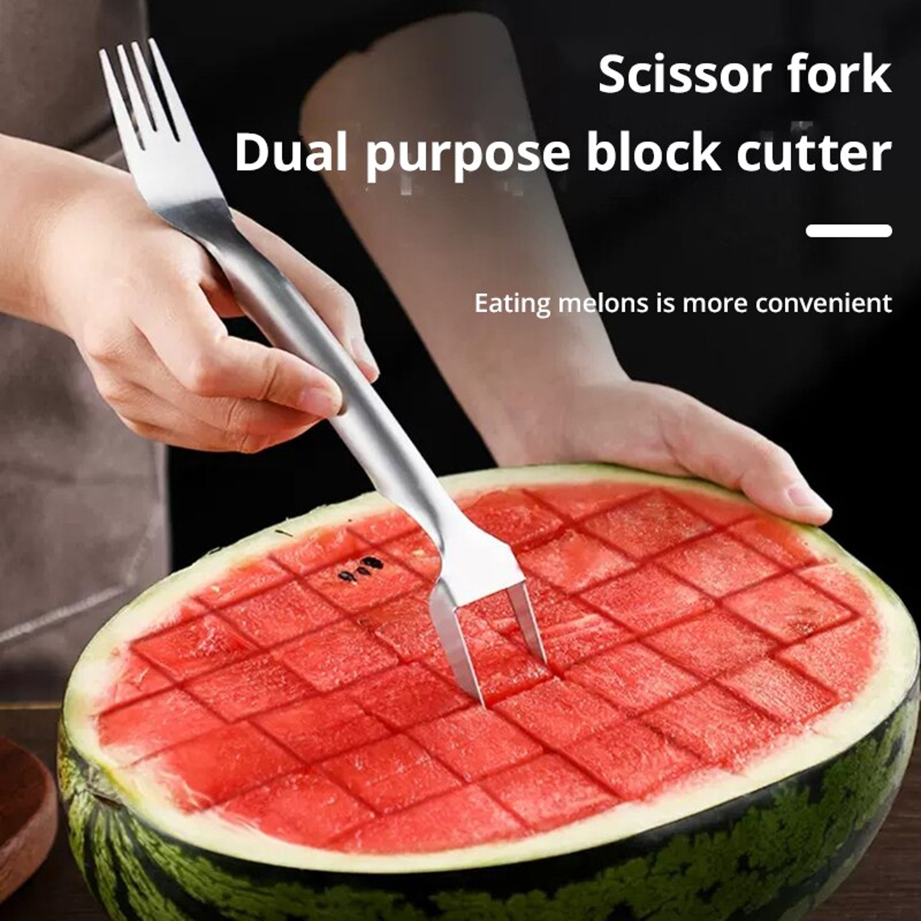 Stainless Steel Watermelon Slicer and Fork – view 1