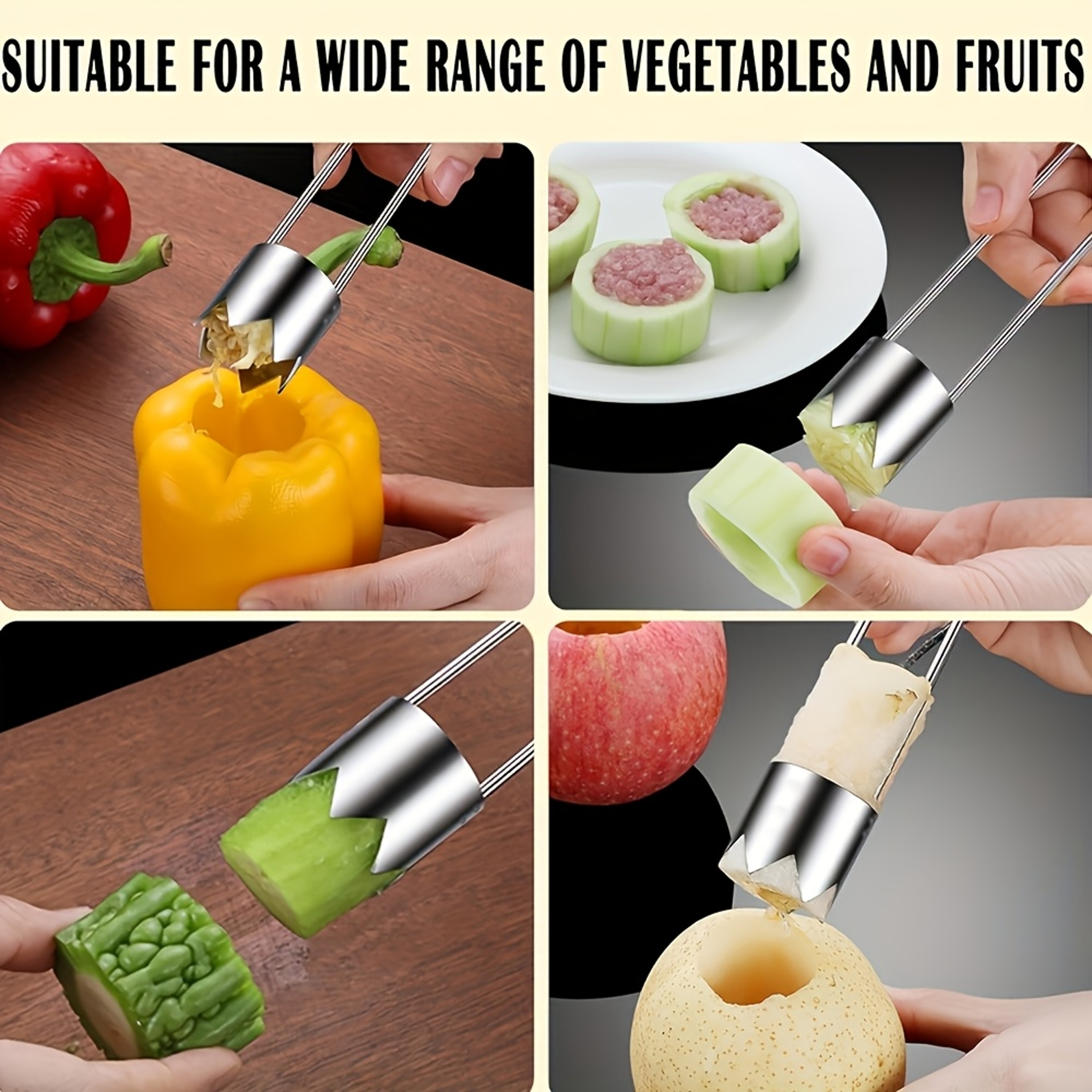 Stainless Steel Fruit and Vegetable Corer Tool for Apples Peppers and Tomatoes – view 2