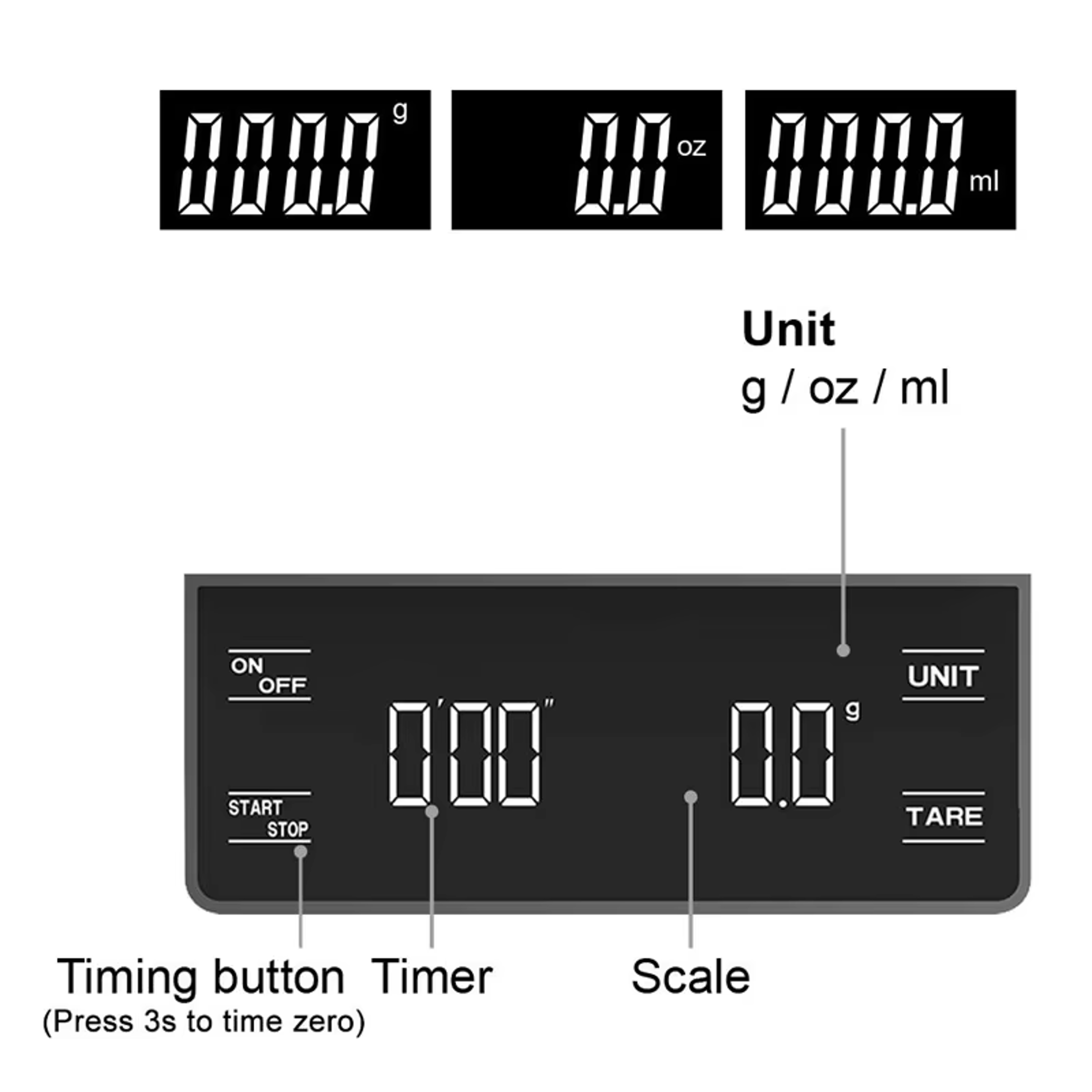 Precision Digital Kitchen Scale with Timer Accuracy three kg Capacity LED Display – view 5