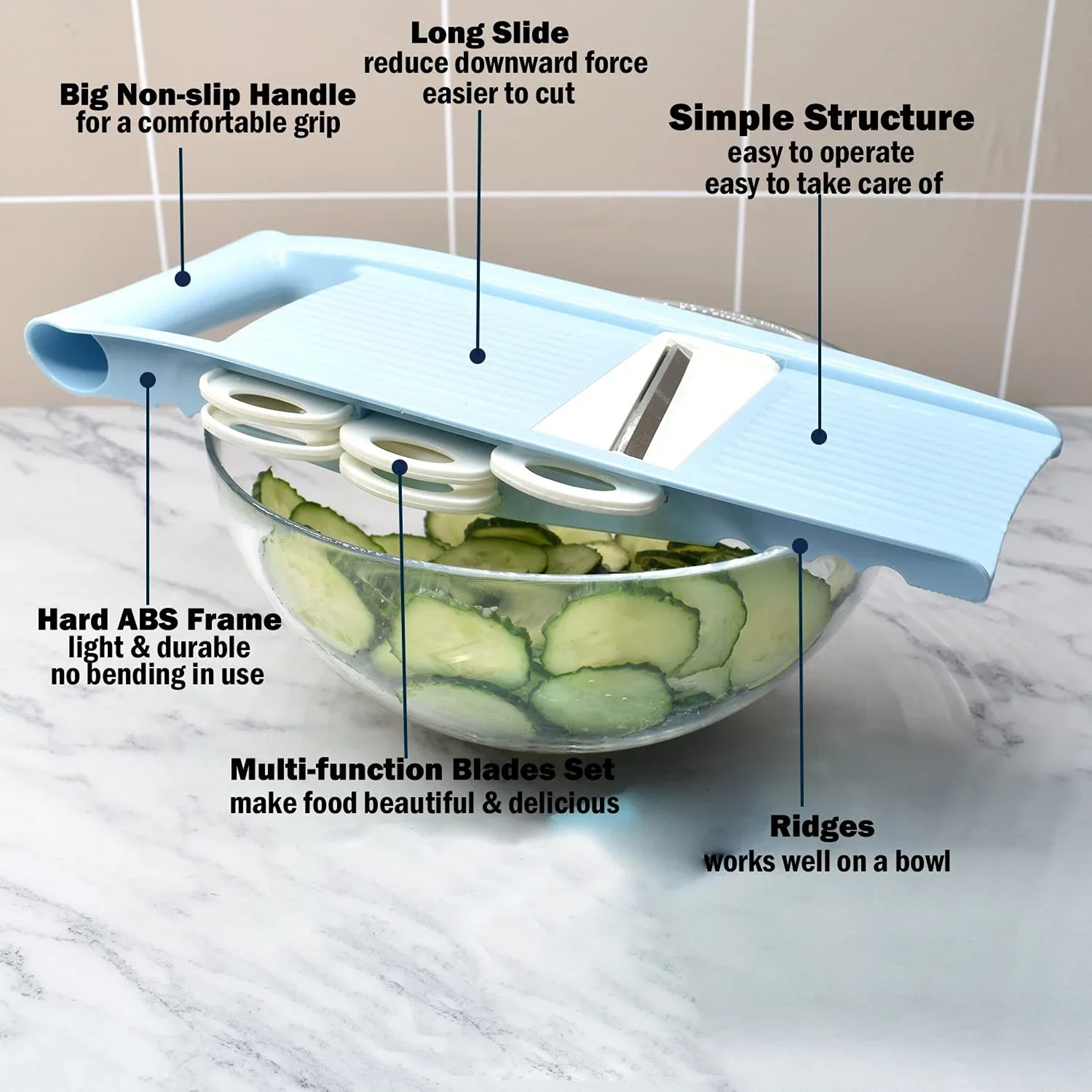 Mandoline Vegetable Slicer with Stainless Steel Blades – view 4