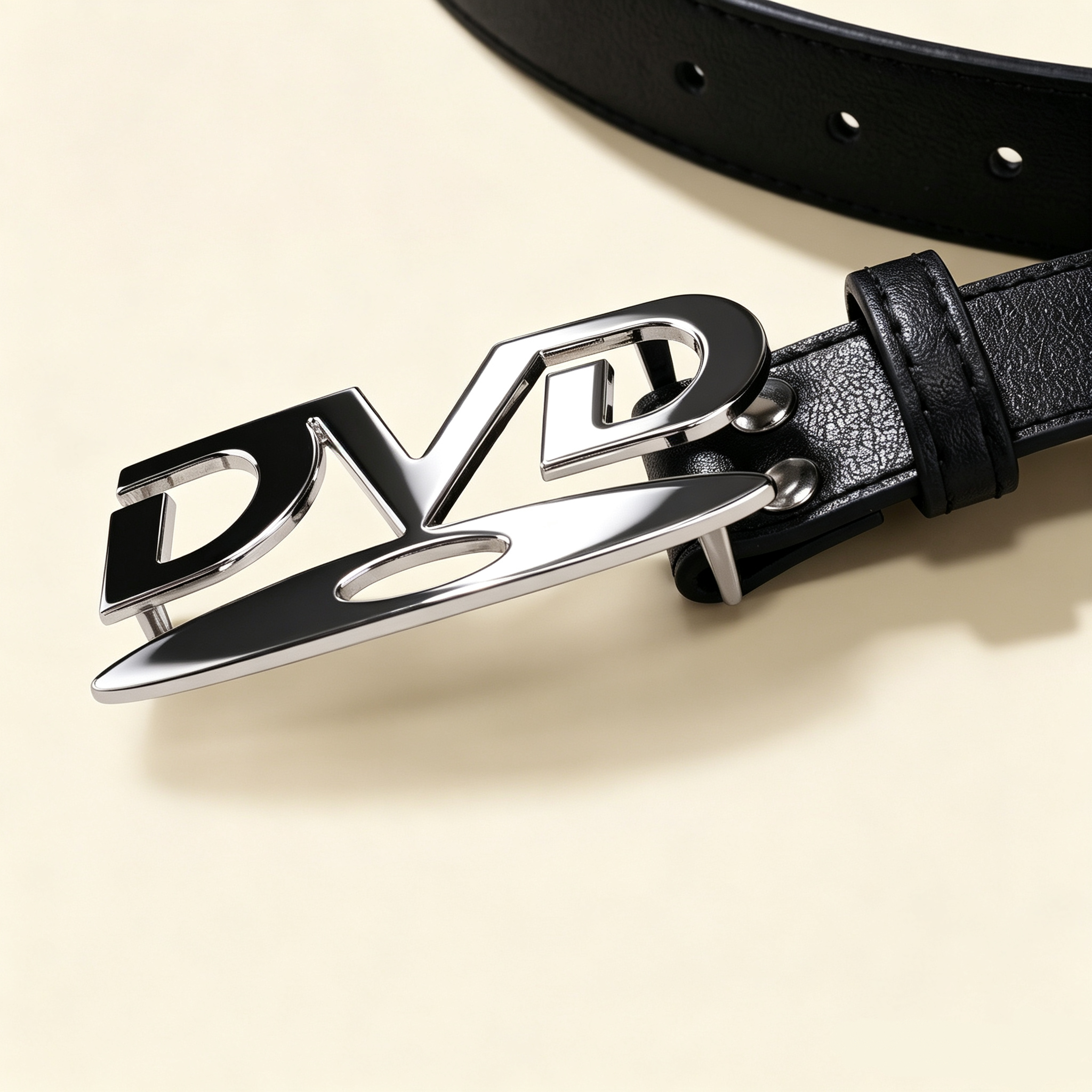 Metal Belt with DVD Buckle and Letter Pattern – view 4