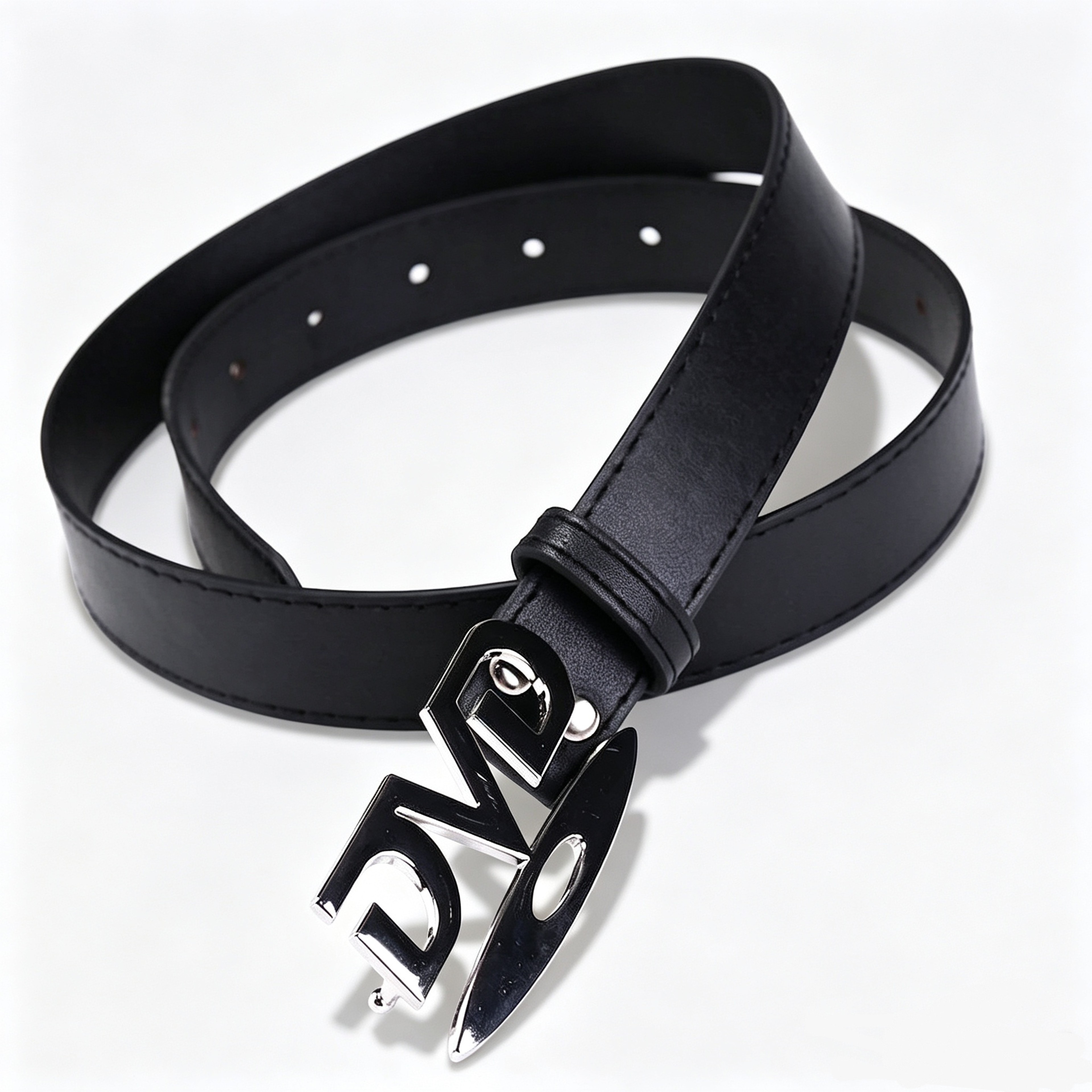 Metal Belt with DVD Buckle and Letter Pattern – view 3