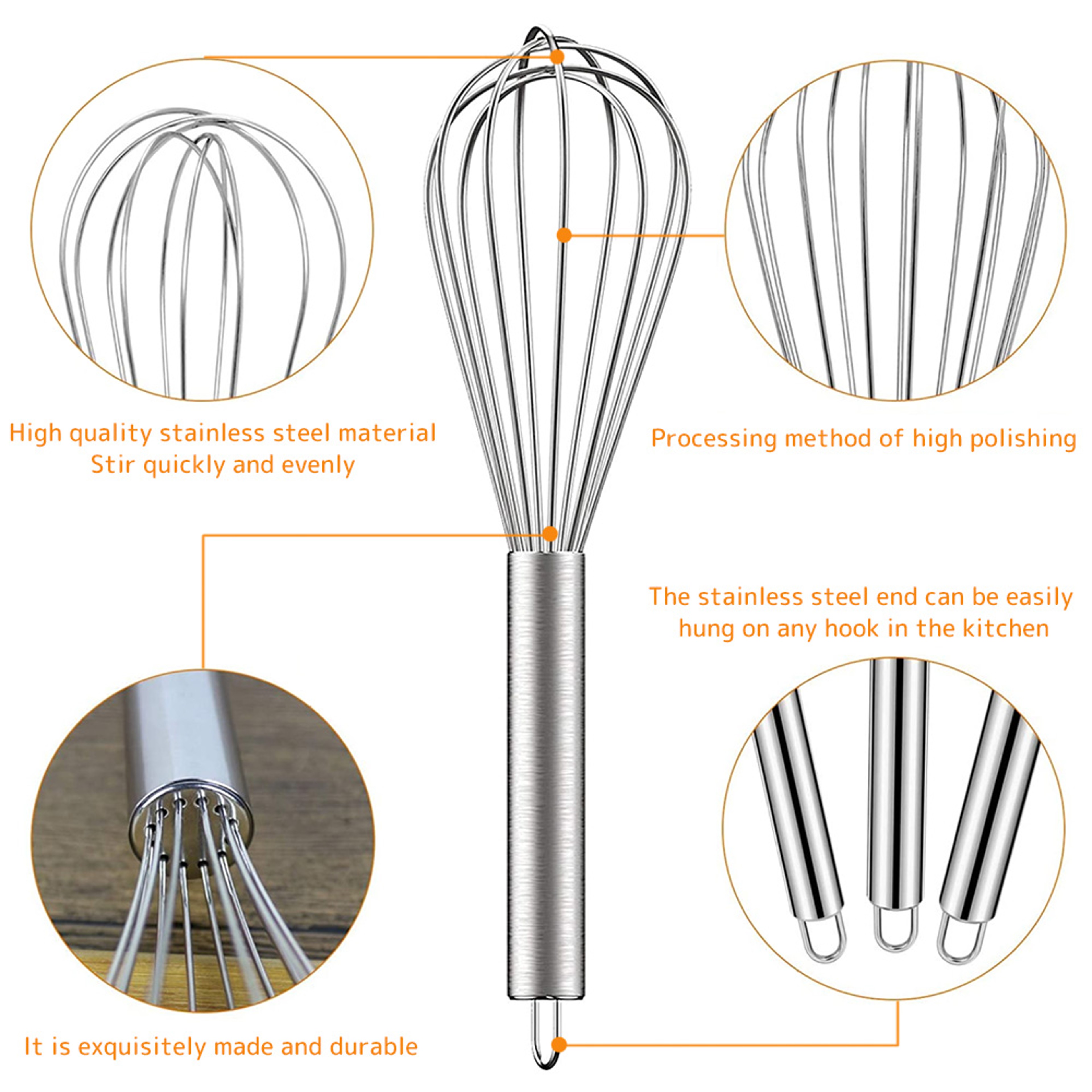 Three Pack Stainless Steel Balloon Whisk Set – view 2
