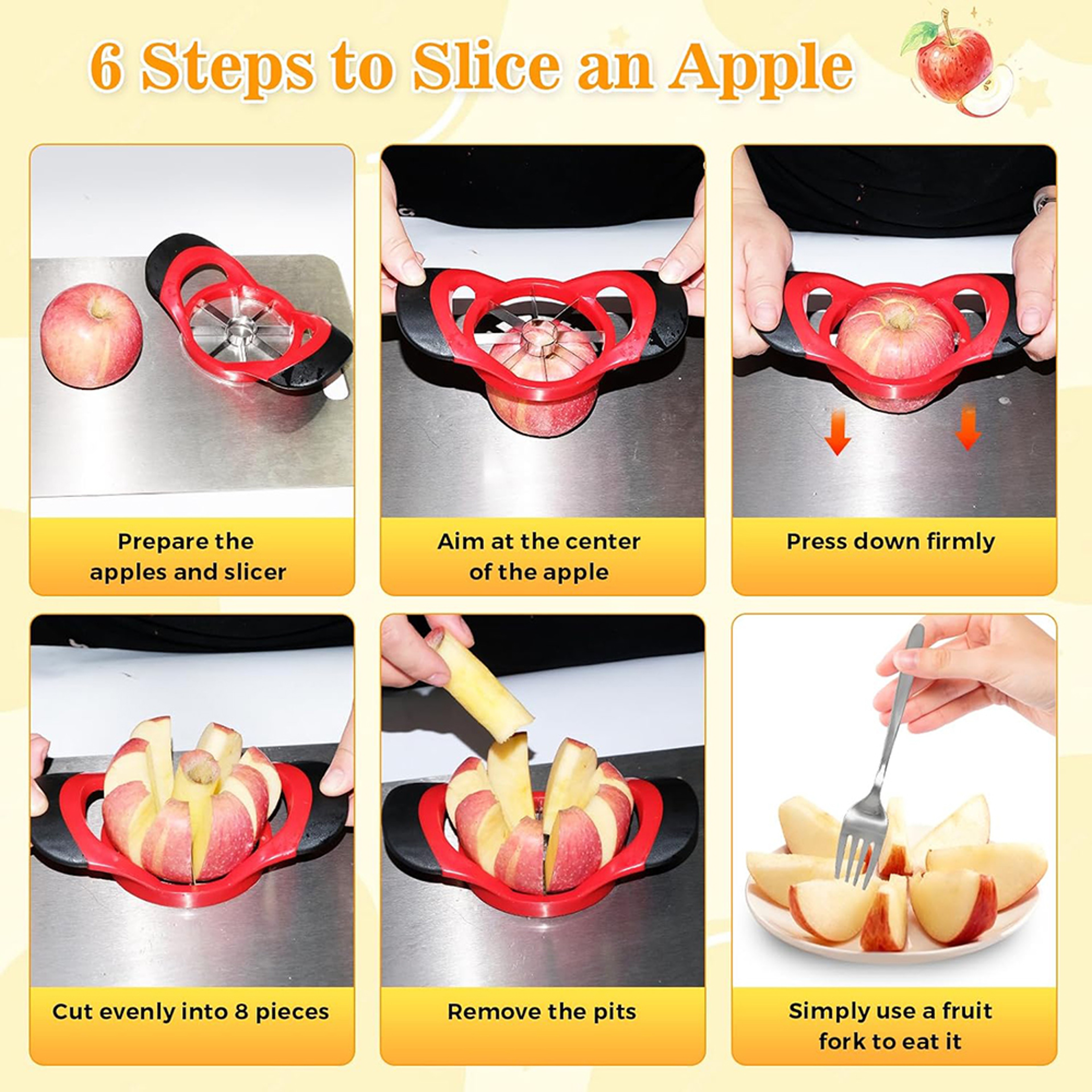 Stainless Steel Apple Slicer and Corer Fruit Cutting Kitchen Tool – view 3